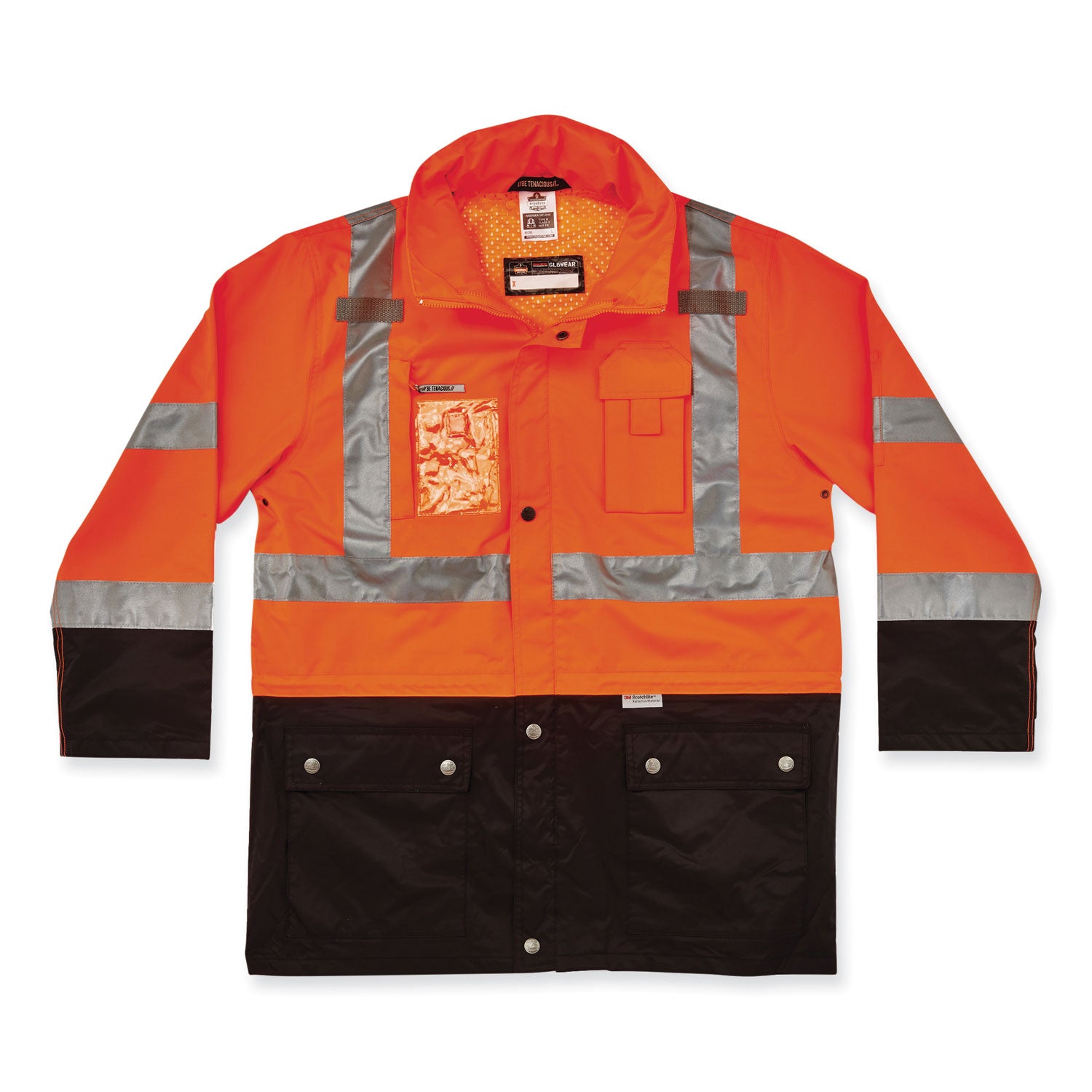 Ergodyne 8386 Type R Class 3 Outer Shell Jacket, Small, Orange, 300D Oxford Polyester, Zipper Closure, Reflective, Breathable, Inset Hood, Multiple Pockets, Weather Proof, 1 Each