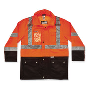 Ergodyne 8386 Type R Class 3 Outer Shell Jacket, Small, Orange, 300D Oxford Polyester, Zipper Closure, Reflective, Breathable, Inset Hood, Multiple Pockets, Weather Proof, 1 Each