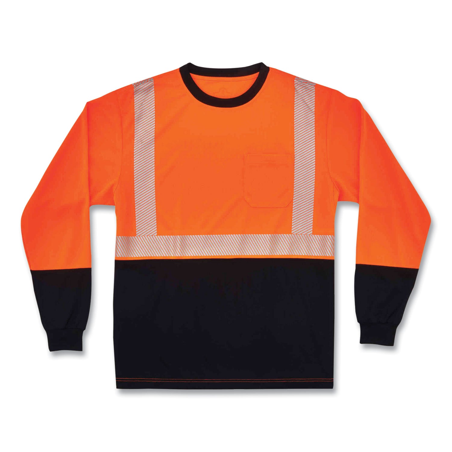 Ergodyne 8281BK Type R Class 2 Long Sleeve T-Shirt, 5XL, Polyester, Orange/Black, 1 Each