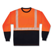 Ergodyne 8281BK Type R Class 2 Long Sleeve T-Shirt, 5XL, Polyester, Orange/Black, 1 Each
