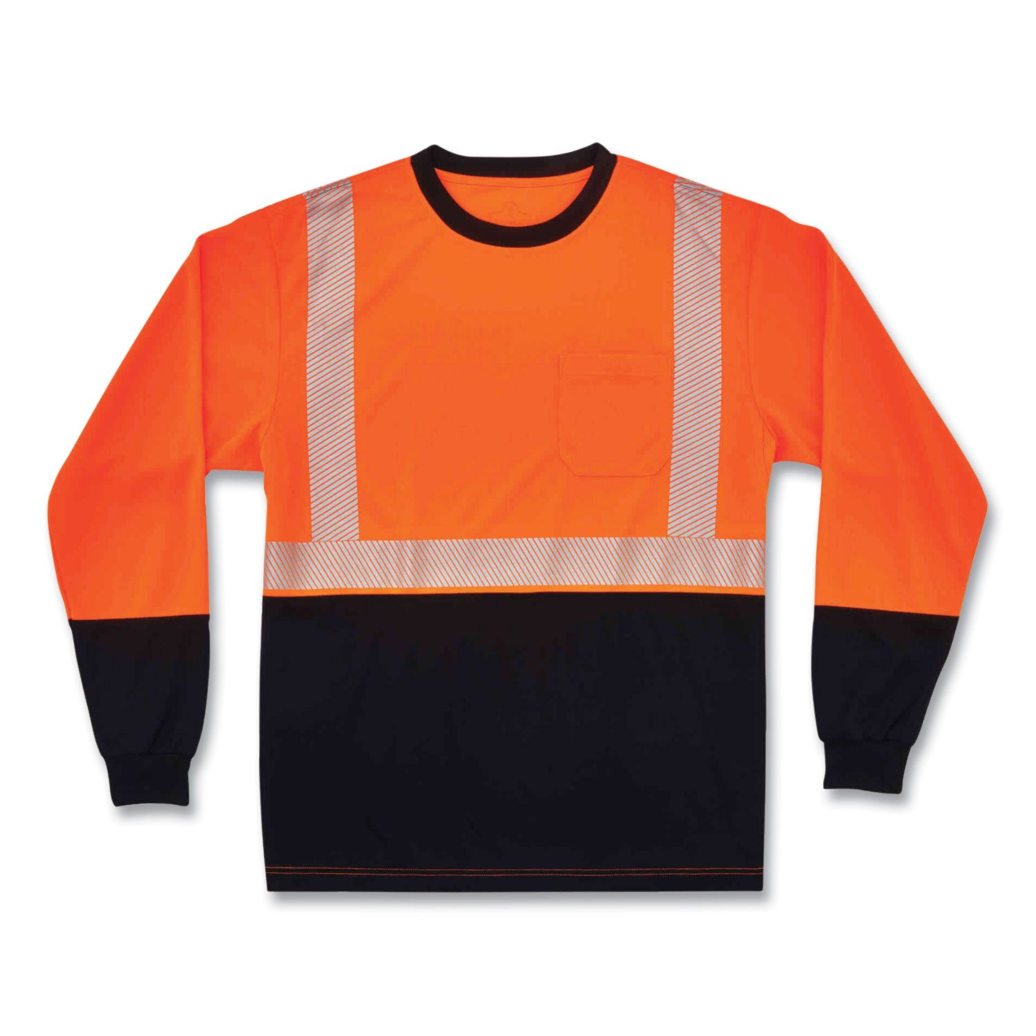 Ergodyne 8281BK Type R Class 2 Long Sleeve T-Shirt, 4XL, Polyester, Orange/Black, 1 Each