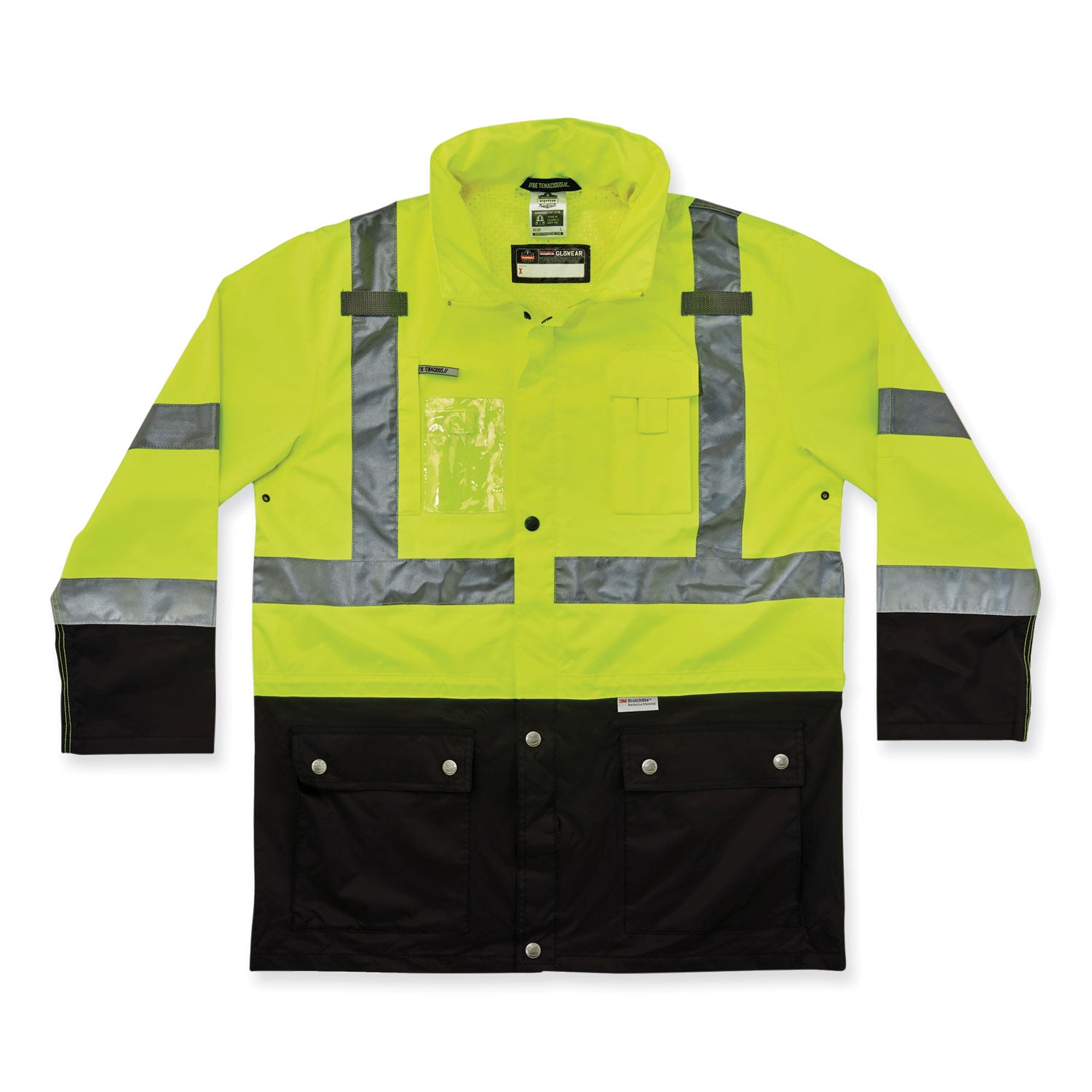 Ergodyne GloWear 8386 Type R Class 3 Outer Shell Jacket, Extra Large, Lime, 300D Oxford Polyester, Breathable, Reflective, Weatherproof, Inset Hood, Multiple Pockets, Drawstring, Badge Holder, 1 Each