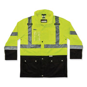 Ergodyne GloWear 8386 Type R Class 3 Outer Shell Jacket, Extra Large, Lime, 300D Oxford Polyester, Breathable, Reflective, Weatherproof, Inset Hood, Multiple Pockets, Drawstring, Badge Holder, 1 Each