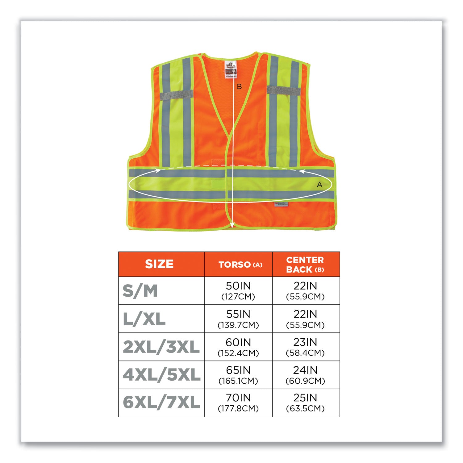 Ergodyne 8245PSV Type P Class 2 Public Safety Vest, Small/Medium, Hook & Loop Closure, Poly, Orange, Reflective, Pocket, Mic Tab, Two-tone, 1 Each