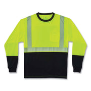 Ergodyne GloWear 8281BK Type R Class 2 Long Sleeve T-Shirt, Medium, Lime/Black, Polyester, 1 Each