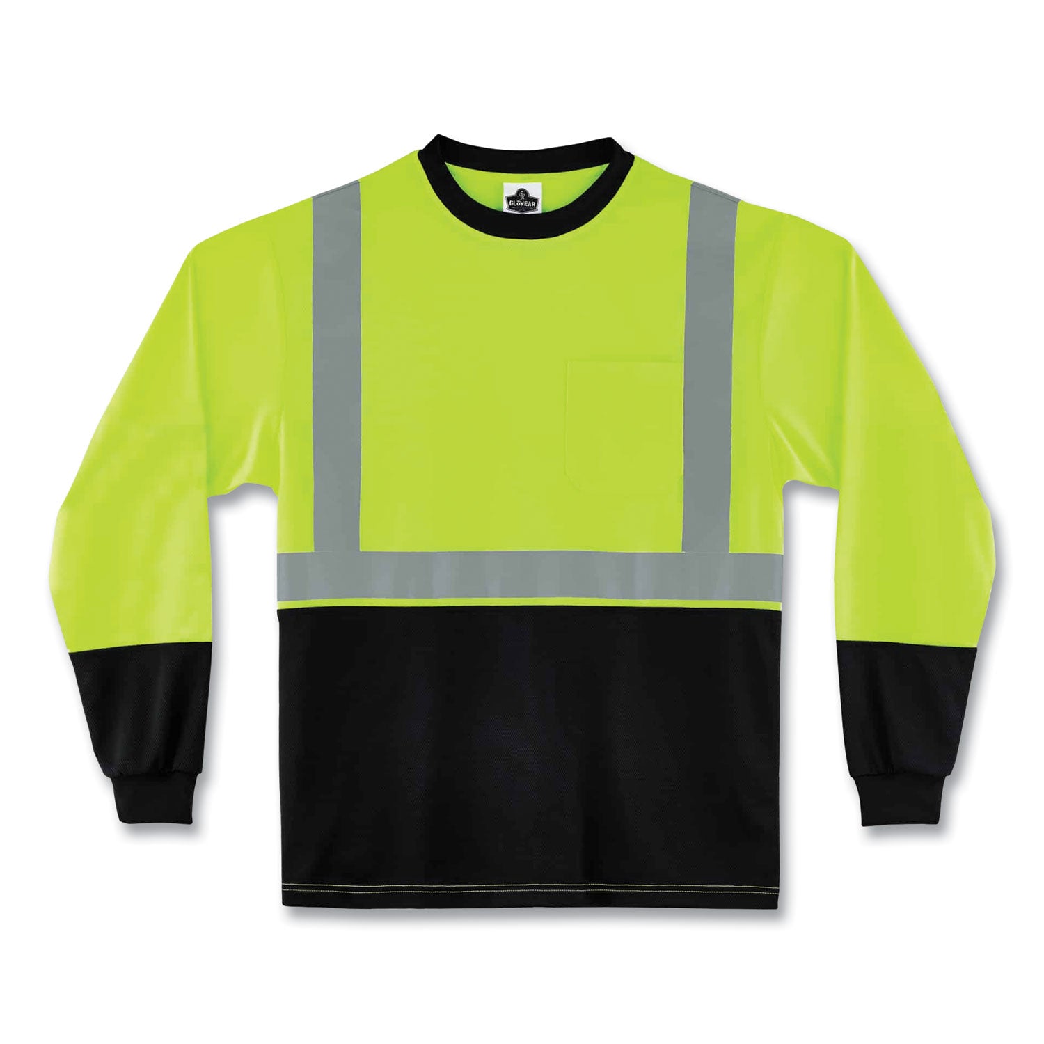 Ergodyne 8281BK Type R Class 2 High-Visibility Long Sleeve T-Shirt, Extra Large (XL), Lime/Black, Polyester, 1 Each