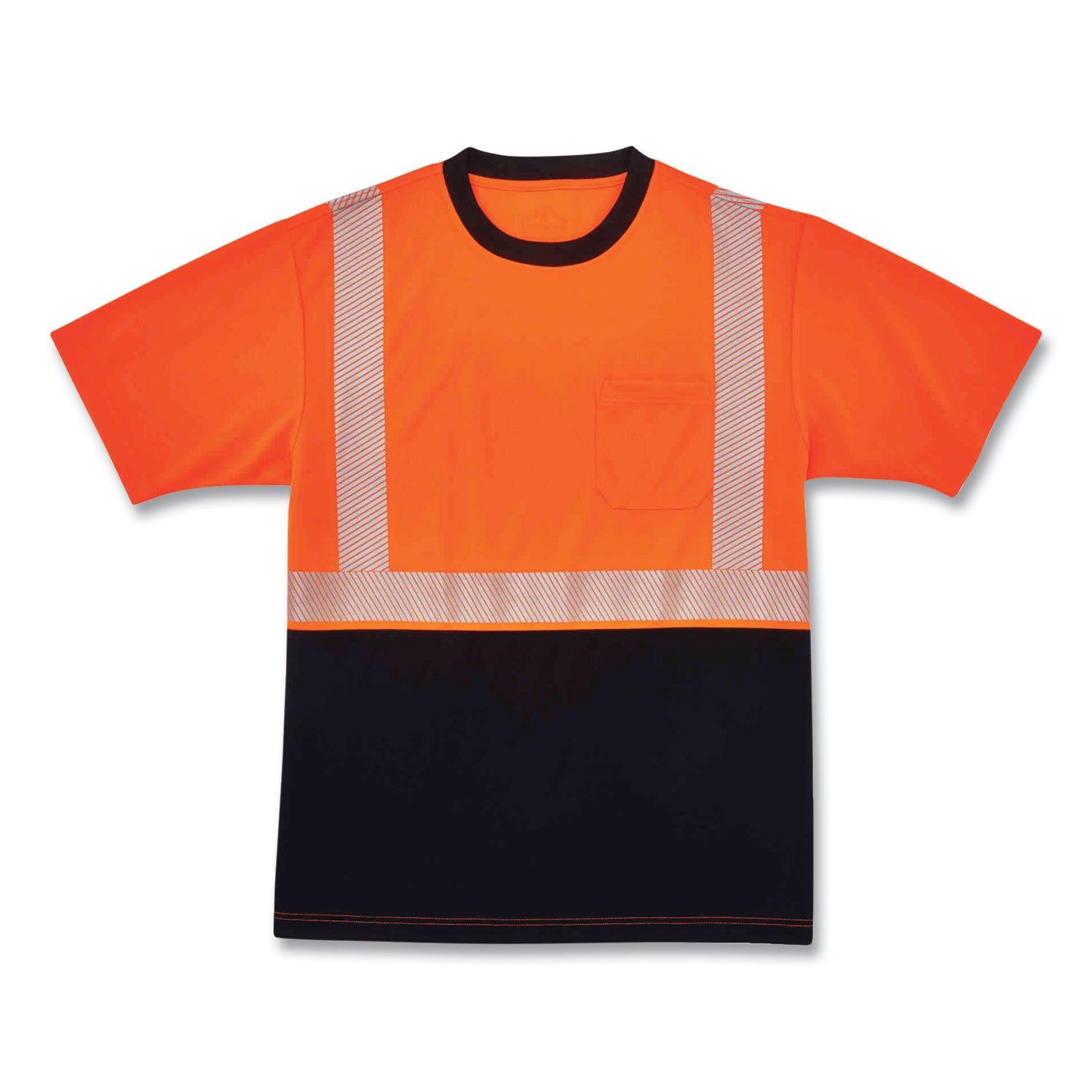 Ergodyne 8280BK Type R Class 2 Front Performance T-Shirt, 5XL, Polyester, Orange/Black, 1 Each