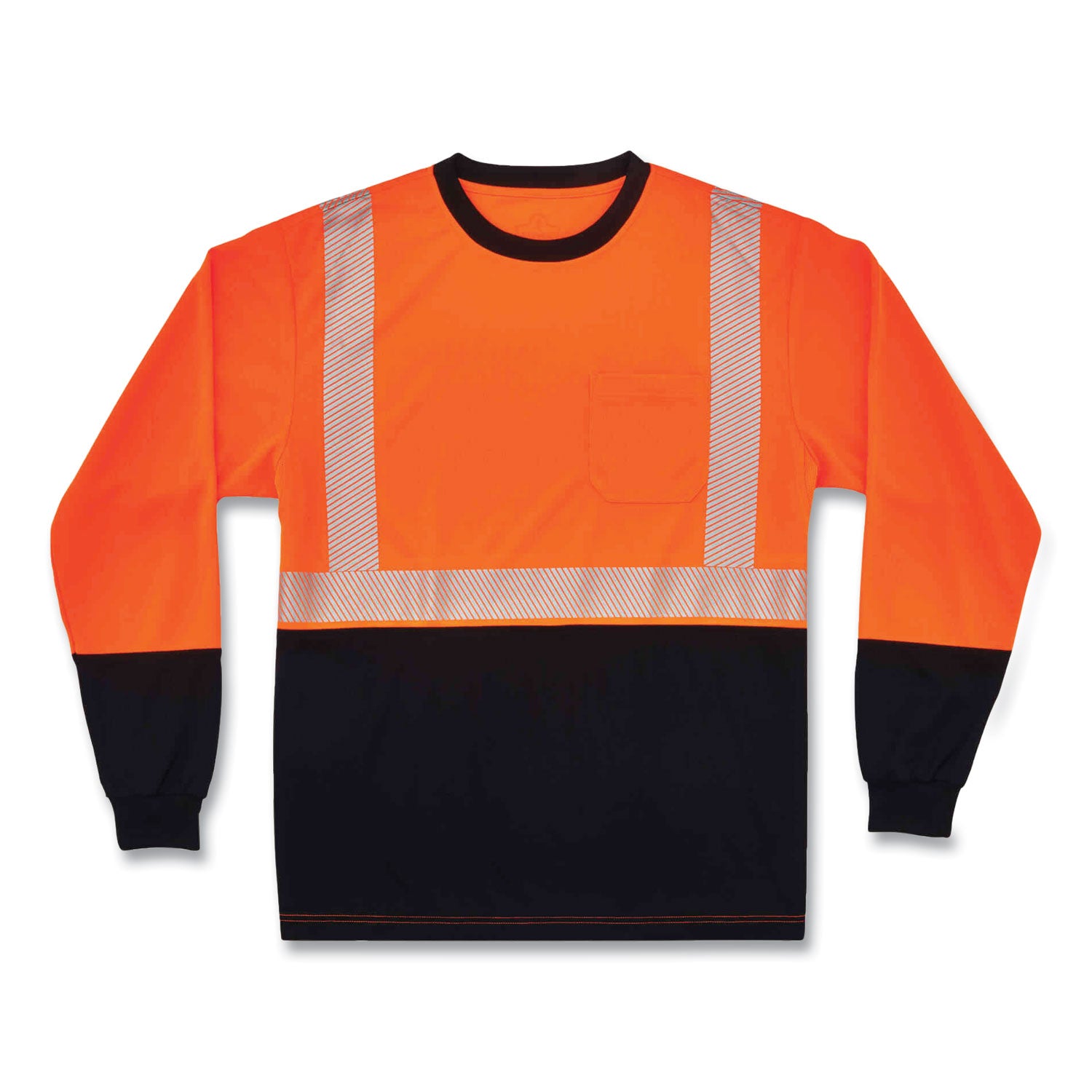 Ergodyne 8281BK Type R Class 2 Long Sleeve T-Shirt, Small, Polyester, Orange/Black, 1 Each