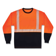Ergodyne 8281BK Type R Class 2 Long Sleeve T-Shirt, Small, Polyester, Orange/Black, 1 Each
