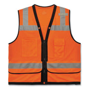 Ergodyne 8253HDZ Type R Class 2 Heavy-Duty Mesh Surveyors Vest, 4XL/5XL, Zipper Closure, Polyester Mesh, Orange, Pocket, Mic Tab, Reflective, Breathable, Heavy Duty, 1 Each