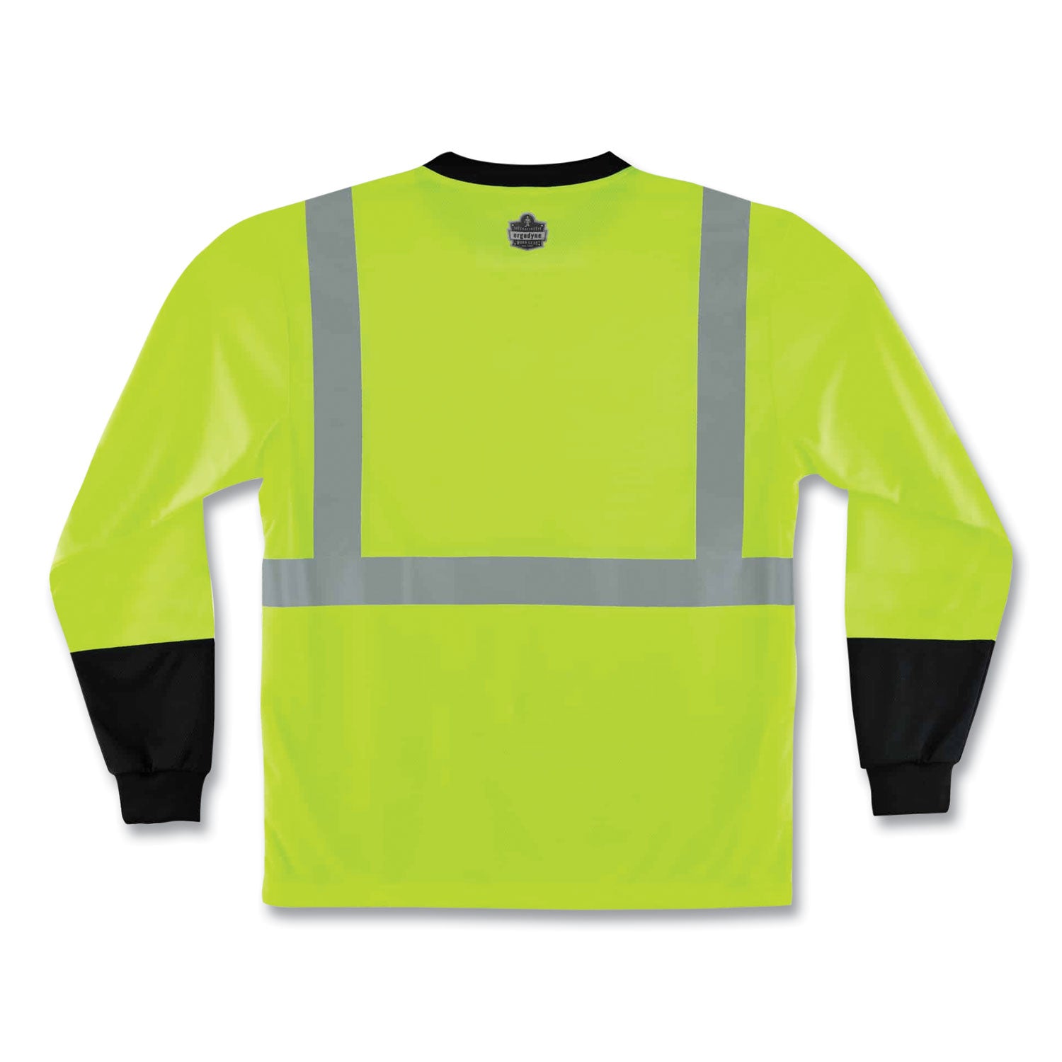 Ergodyne 8281BK Type R Class 2 High-Visibility Long Sleeve T-Shirt, 2XL, Lime/Black, Polyester, 1 Each