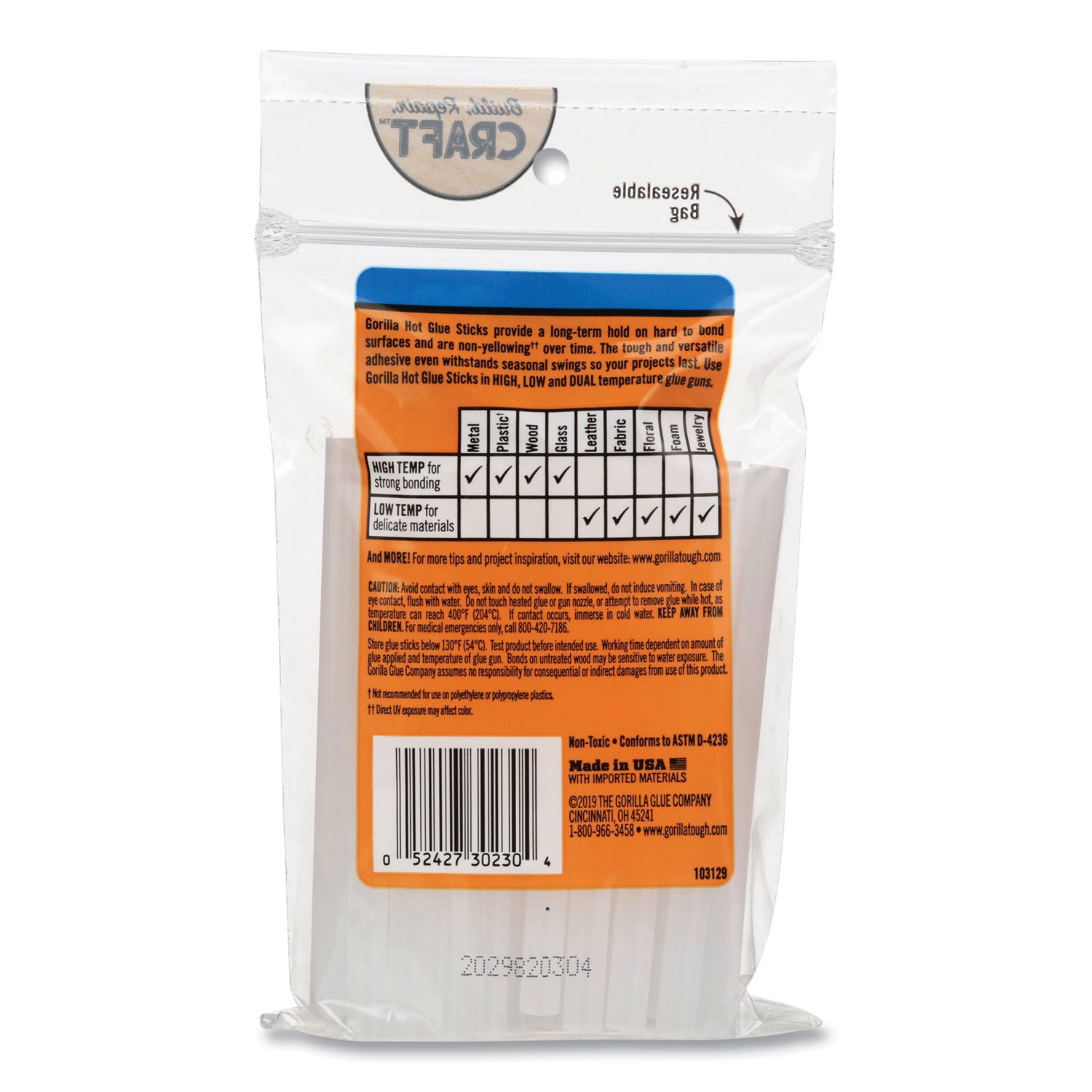 3023003 Gorilla 4 In. Mini Clear Hot Melt Glue (30-Pack)
