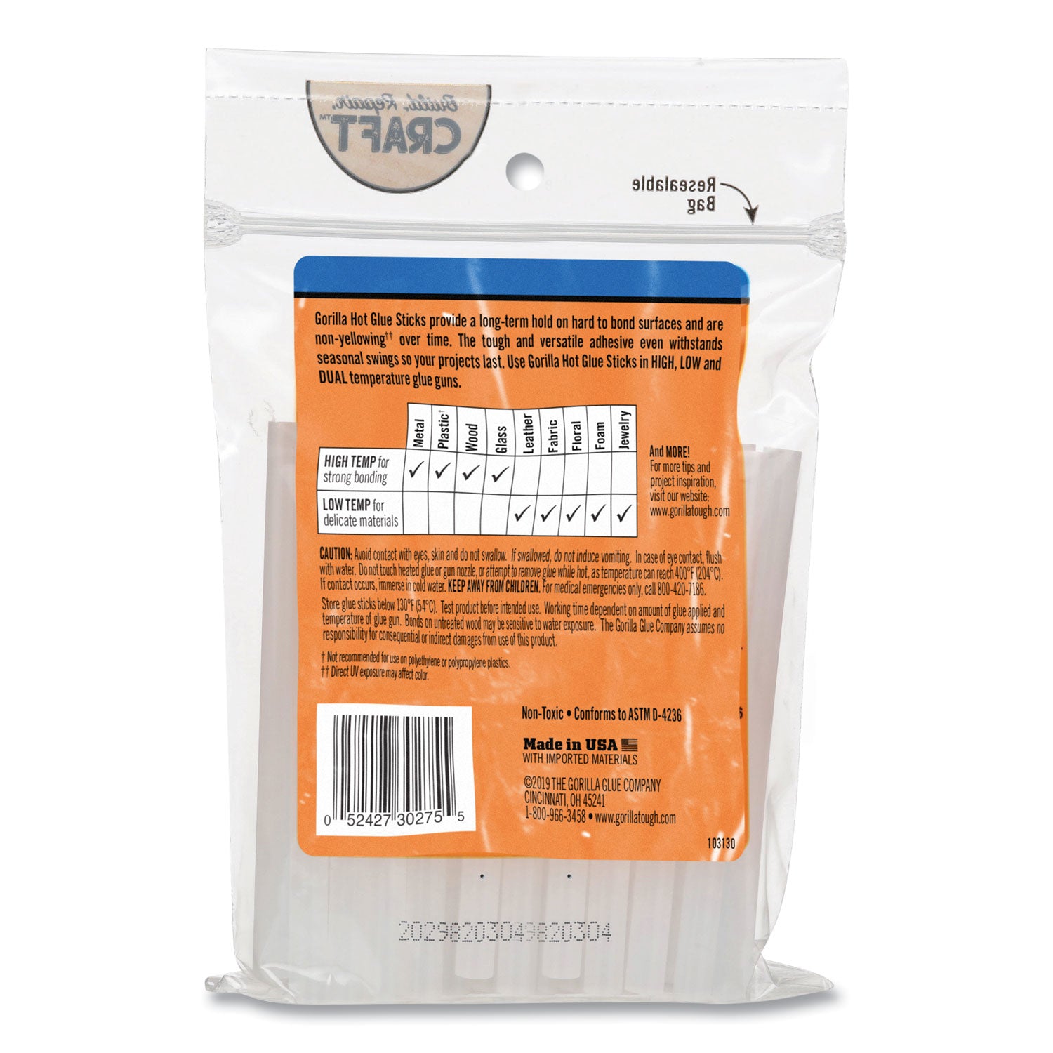 Gorilla Mini Hot Glue Sticks, Clear, 1 Pack