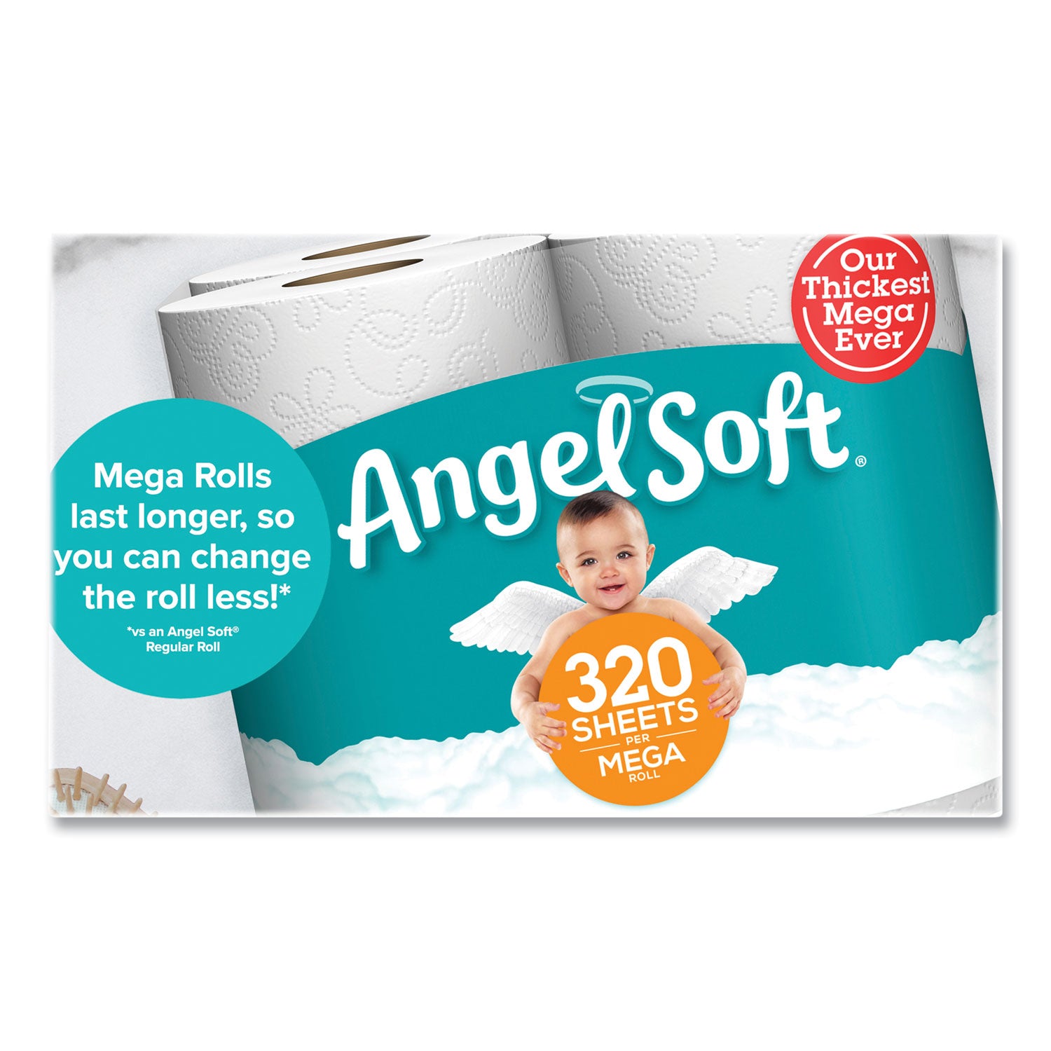 Mega Toilet Paper, Septic Safe, 2-Ply, White, 320 Sheets/Roll, 48 Rolls/Pack