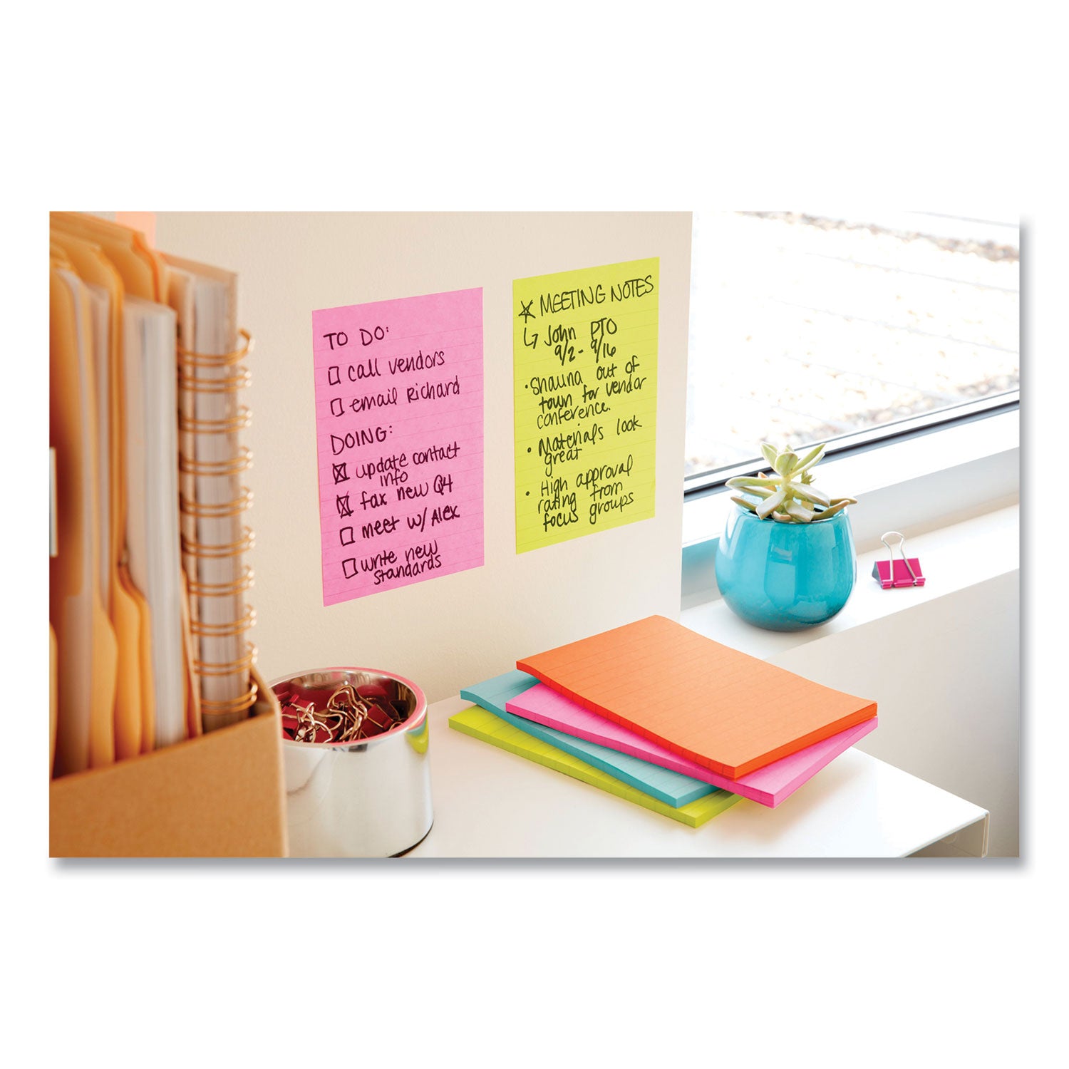 Post-it&reg; Super Sticky Notes - Supernova Neons Color Collection - 4" Flag/Note Width x 6" Flag/Note Length - Rectangle - 45 Sheets per Pad - Blue, Green, Pink, Lilac - Sticky - 24 / Pack