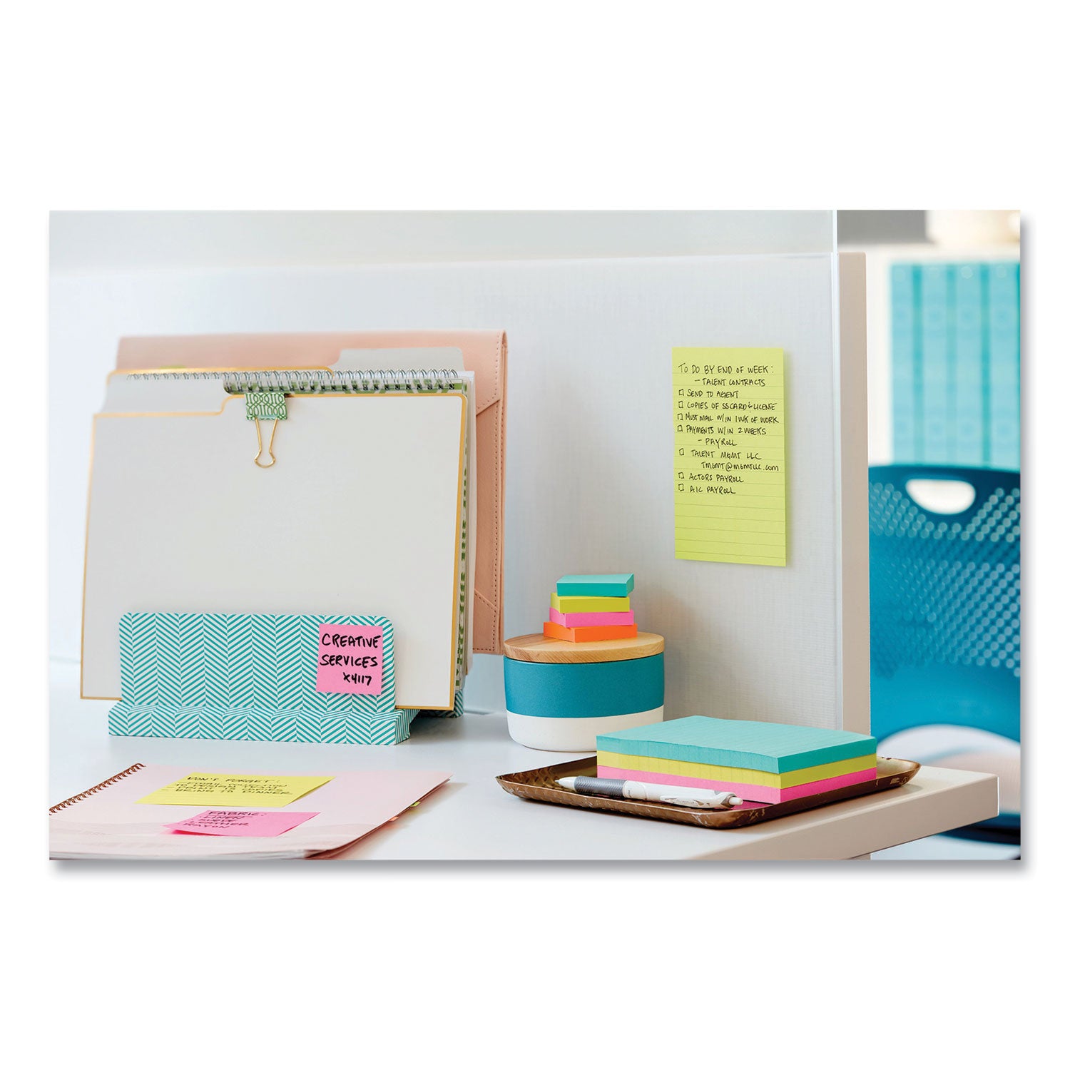 Post-it&reg; Super Sticky Notes - Supernova Neons Color Collection - 4" Flag/Note Width x 6" Flag/Note Length - Rectangle - 45 Sheets per Pad - Blue, Green, Pink, Lilac - Sticky - 24 / Pack