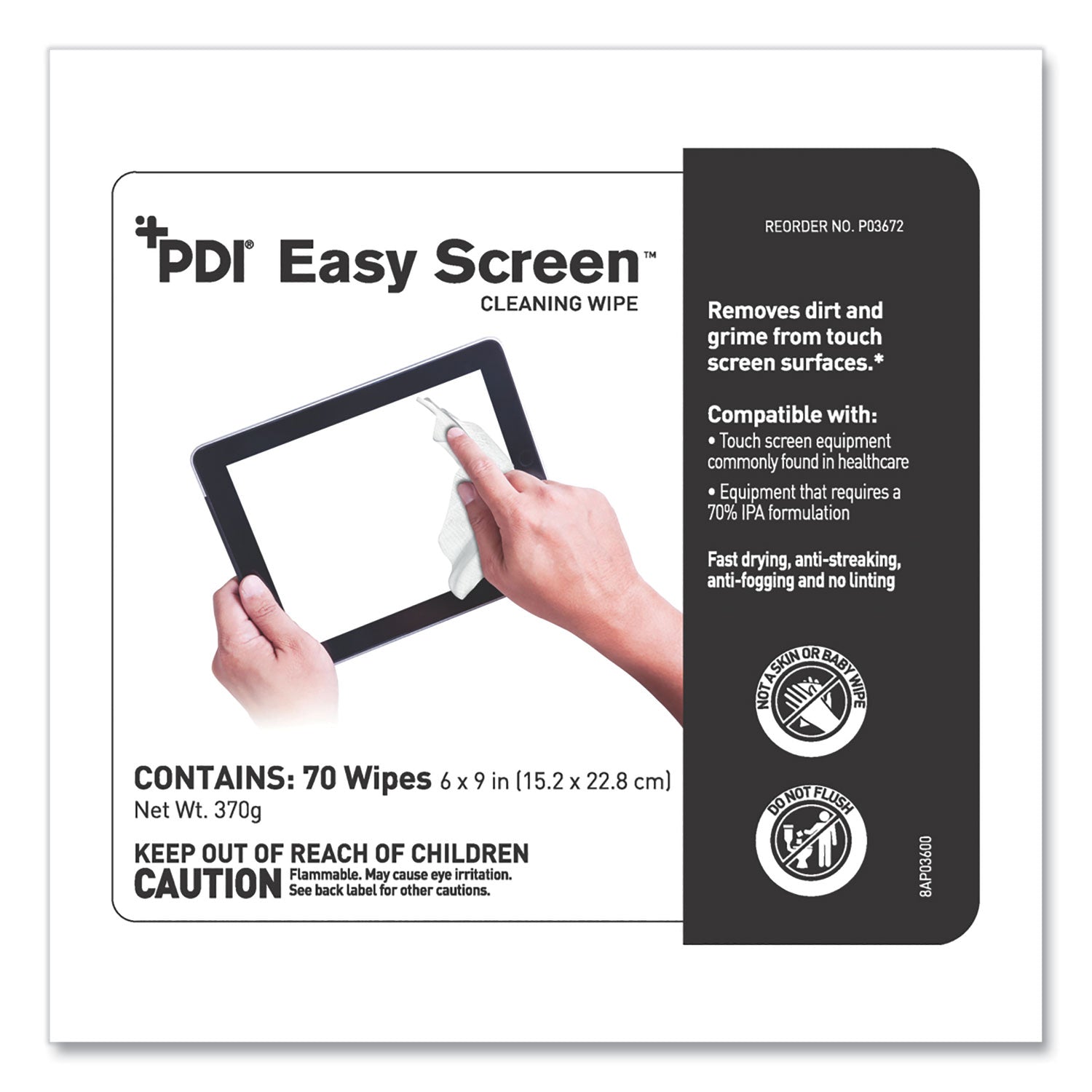 For Touchscreen, Electronic Equipment, Tablet, Glass - Residue-free, Streak-free, Dust Resistant, Dirt Resistant, Fingerprint Resistant, Disposable, Pre-moistened, Fast-drying, Anti-fog, Smudge Resistant, Grime ResistantCanister - 70 / Pack