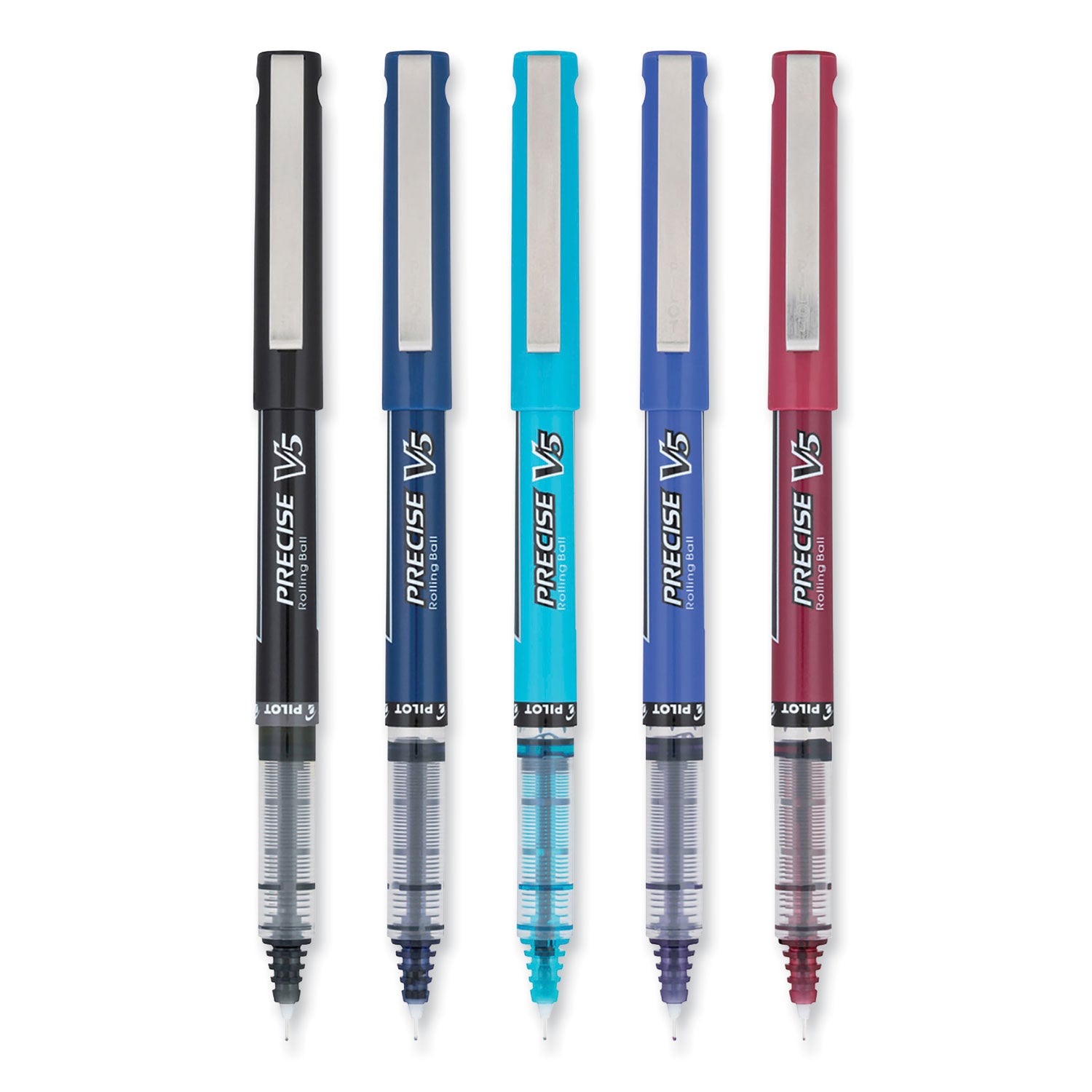Precise V5 Rollerball Pen, Stick, Extra-Fine 0.5 Mm, Assorted Ink And Barrel Colors, 5/Pack