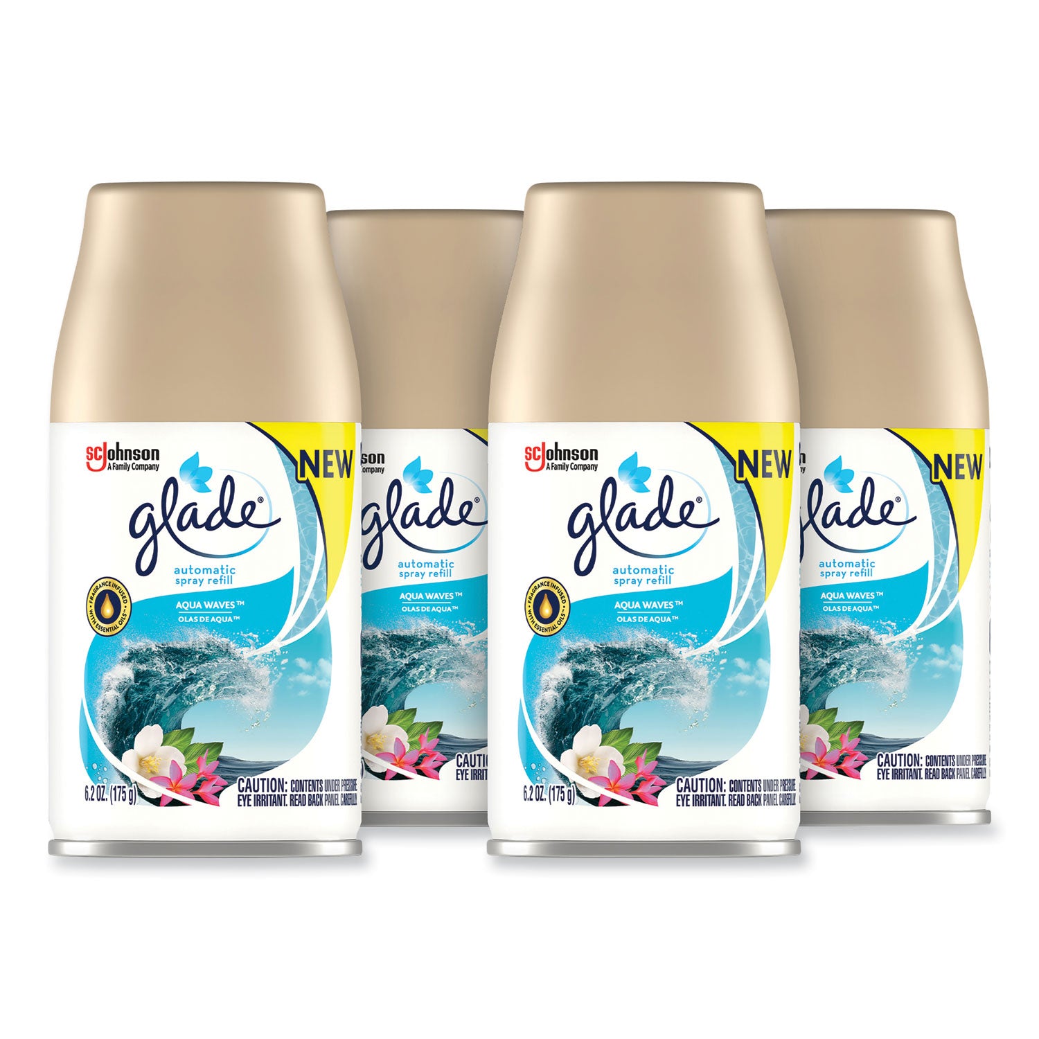 Automatic Air Freshener, Aqua Waves, 6.2 oz, 4/Carton