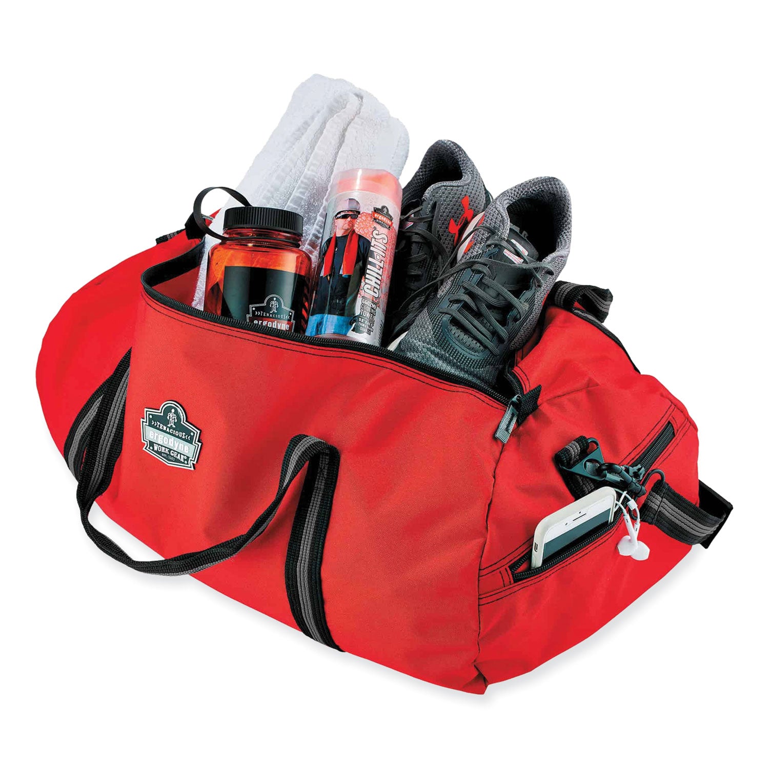 Ergodyne Arsenal 5020 Carrying Case (Duffel) Travel Essential - Red - Wear Resistant, Tear Resistant, Water Resistant, Stain Resistant - 600D Nylon Body - Shoulder Strap, Handle - 12" Height x 12" Width x 23" Depth - Small Size - 1 Each