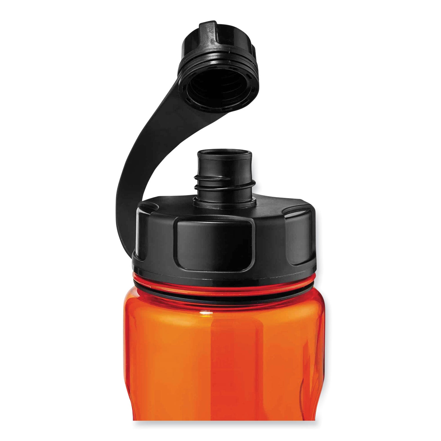 Ergodyne 5151 BPA-Free Water Bottle, 34oz (1000ml), 1 Each, Orange, Plastic Tritan Copolyester, Leak Proof, Impact & Odor Resistant, Dual Cap, Carrying Loop, Dishwasher Safe