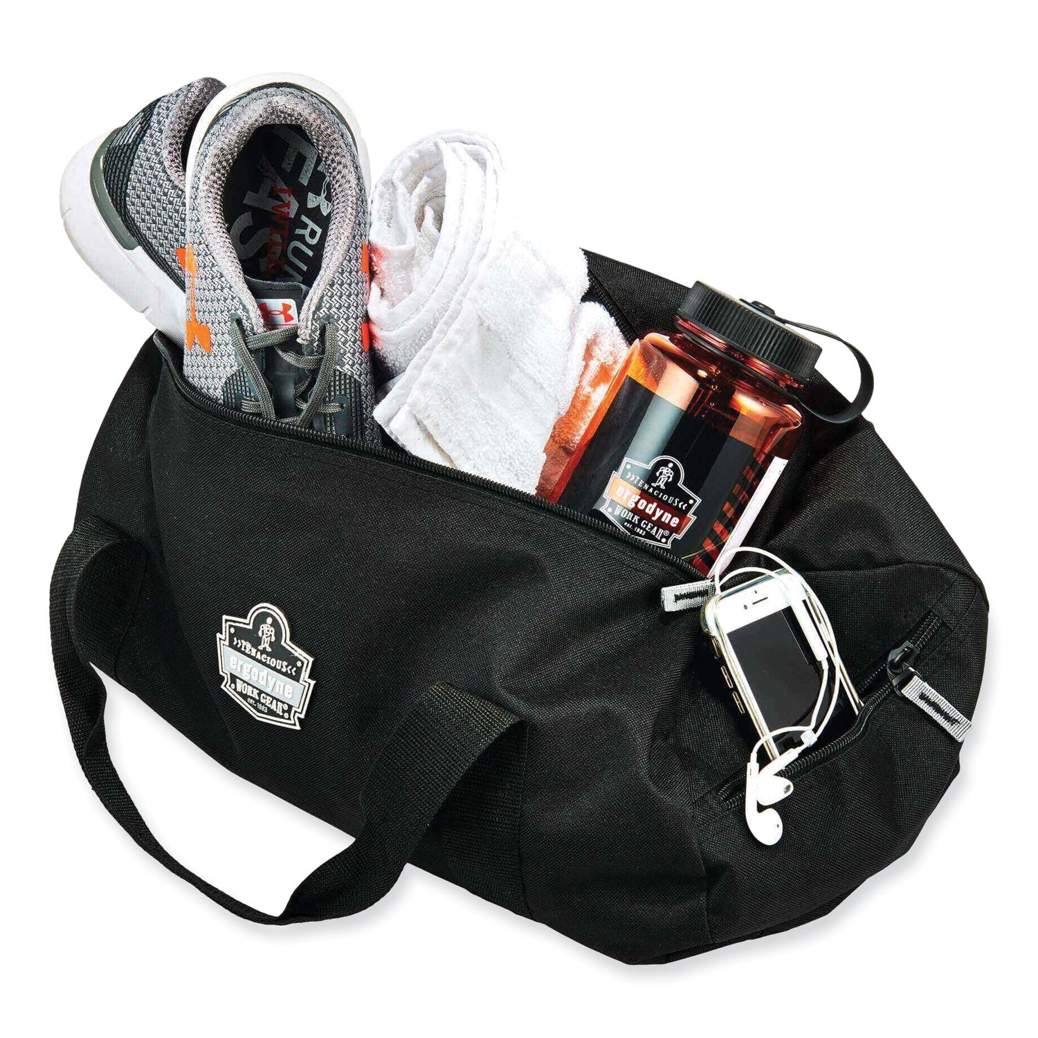 Ergodyne Arsenal 5020 Carrying Case (Duffel) Travel Essential - Black - Wear Resistant, Tear Resistant, Water Resistant, Stain Resistant - 600D Polyester Body - Shoulder Strap, Handle - 9" Height x 9" Width x 18" Depth - Extra Small Size - 1 Each