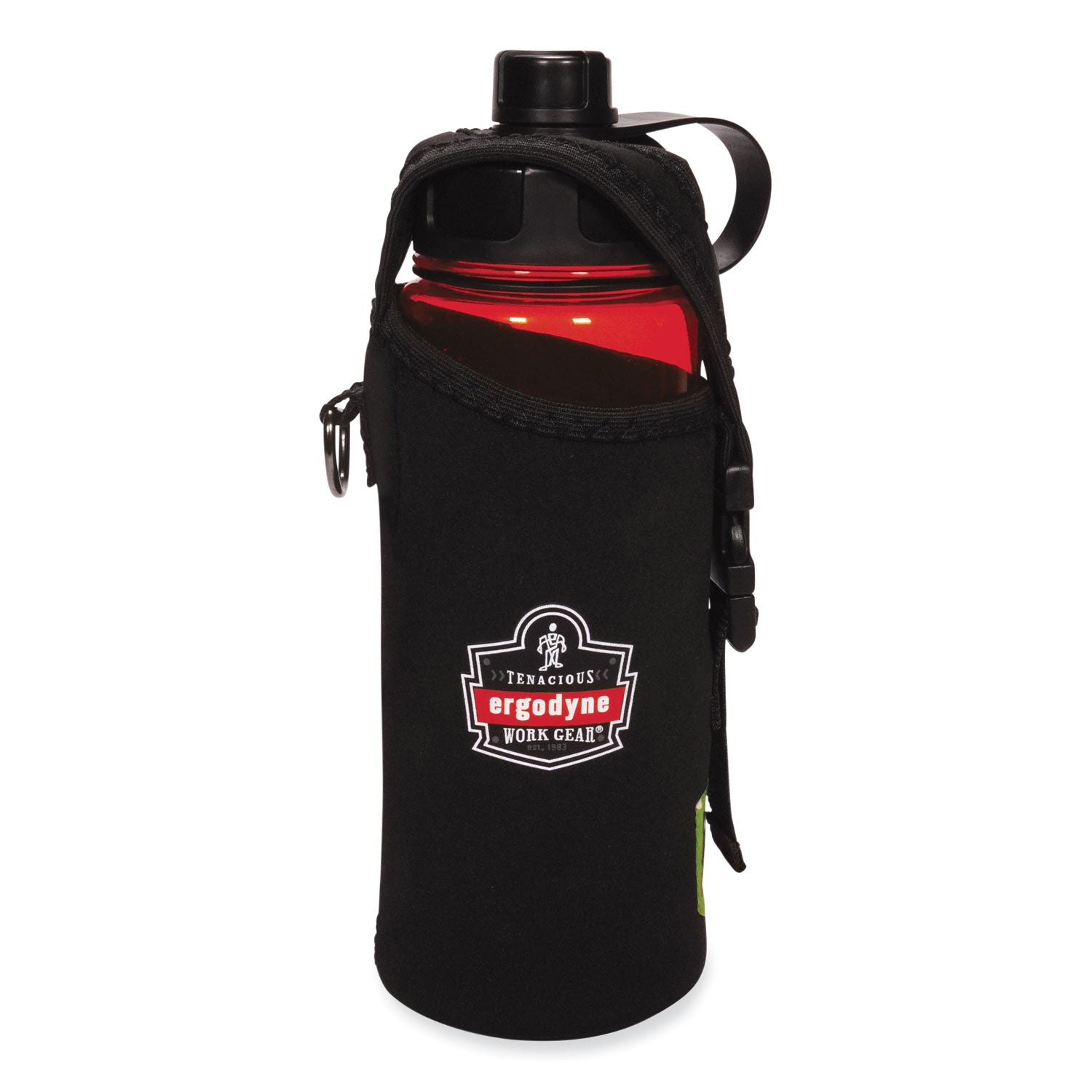 Ergodyne 5151 BPA-Free Water Bottle, 34oz (1000ml), 1 Each, Orange, Plastic Tritan Copolyester, Leak Proof, Impact & Odor Resistant, Dual Cap, Carrying Loop, Dishwasher Safe