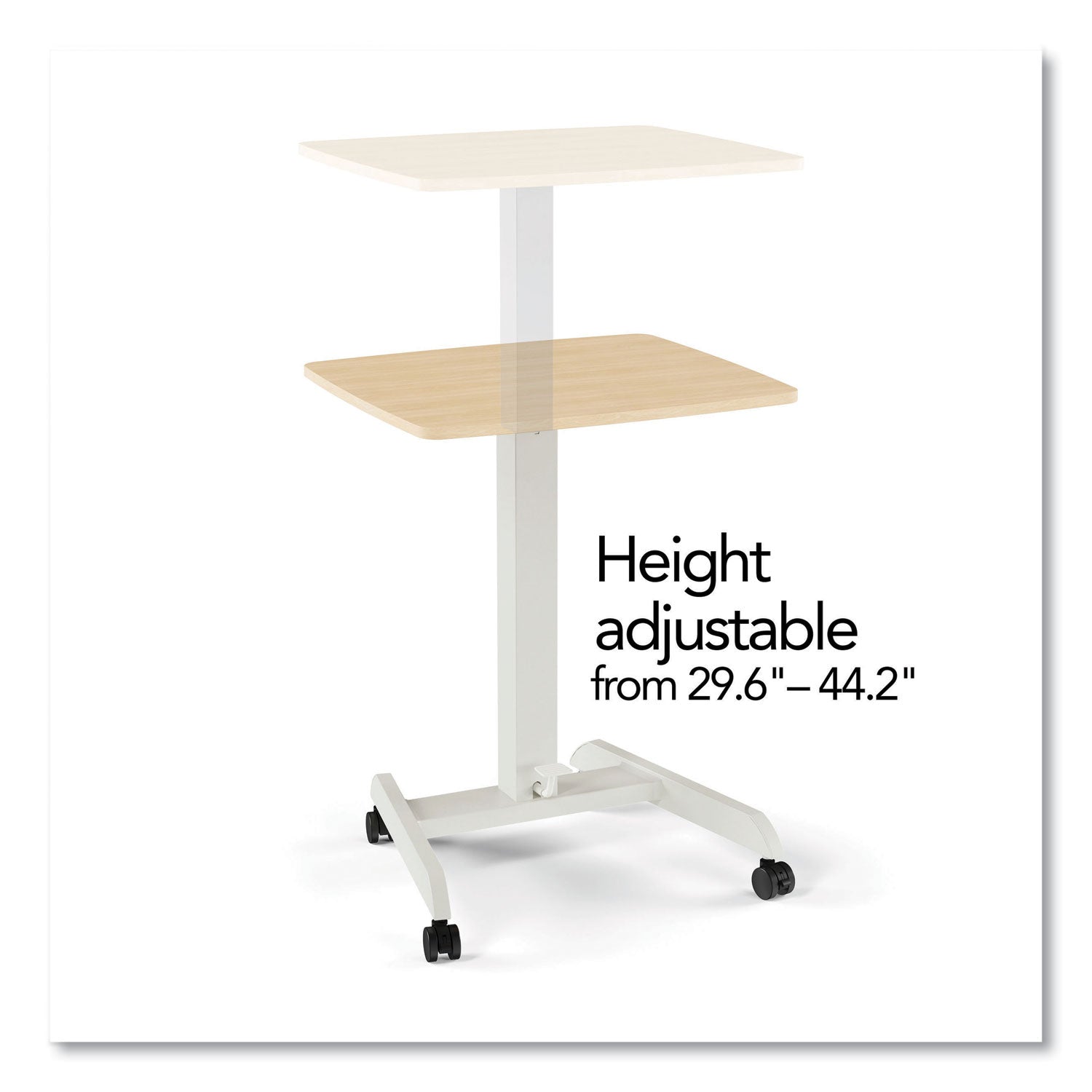 Essentials Sit-Stand Single-Column Mobile Workstation, 23.6" x 20.5" x 29.6" to 44.2", Natural Wood/Light Gray