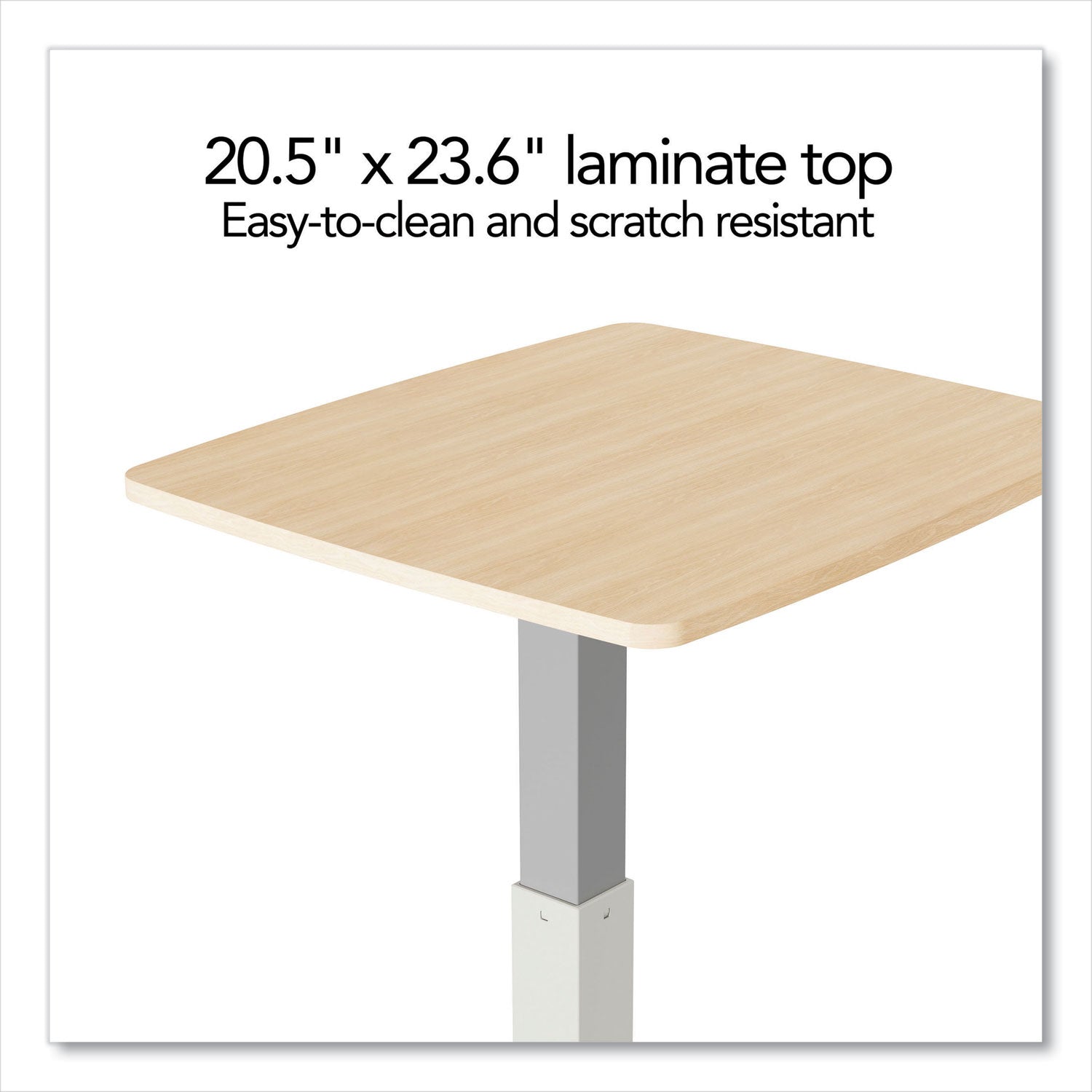 Essentials Sit-Stand Single-Column Mobile Workstation, 23.6" x 20.5" x 29.6" to 44.2", Natural Wood/Light Gray
