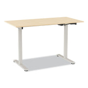 Essentials Electric Sit-Stand Two-Column Workstation, 47.2" X 23.6" X 28.7" To 48.4", Natural Wood/Light Gray