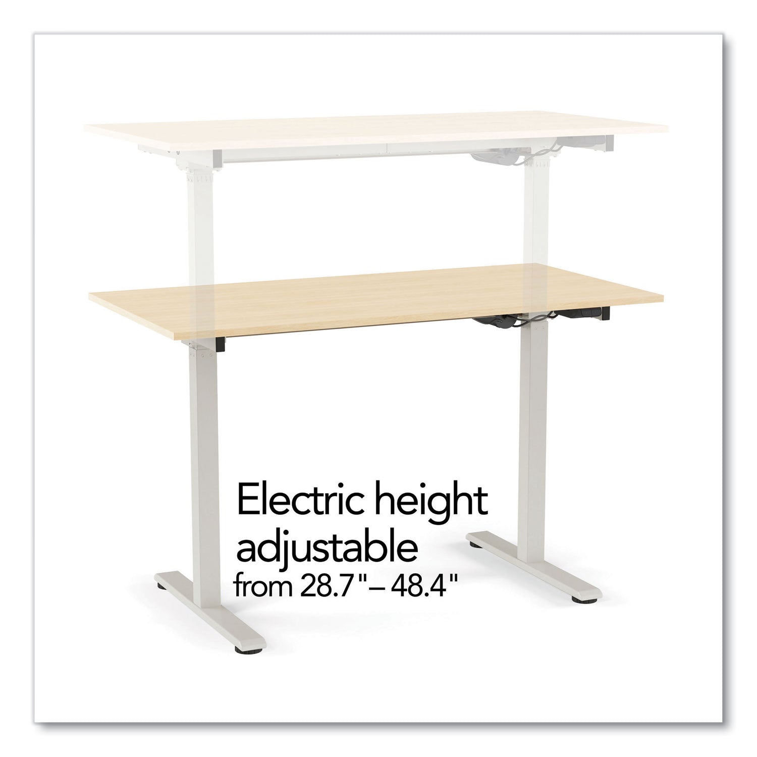 Essentials Electric Sit-Stand Two-Column Workstation, 47.2" X 23.6" X 28.7" To 48.4", Natural Wood/Light Gray
