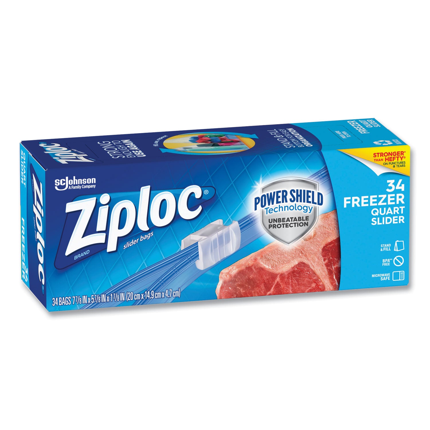 Slider Freezer Bags, 32 oz, 5.88" x 1.88" x 7.88", Clear, 34/Box