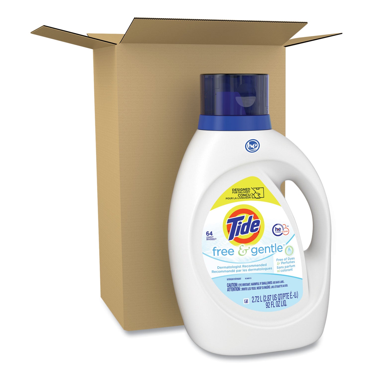 Free and Gentle Liquid Laundry Detergent, HE Compatible, Unscented, 92 oz Bottle