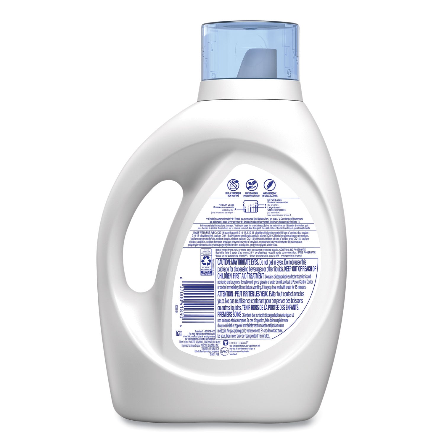 Free and Gentle Liquid Laundry Detergent, HE Compatible, Unscented, 92 oz Bottle