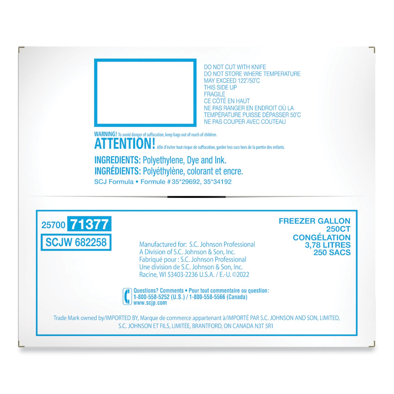 Ziploc&reg; Grip n' Seal Freezer Bags - Large Size - 1 gal Capacity - 10.75" Length x 10.56" Width - Zipper Closure - Textured - Clear - Plastic - Food, Industrial, Healthcare, Office, Commercial, Storage/ - 1 Carton