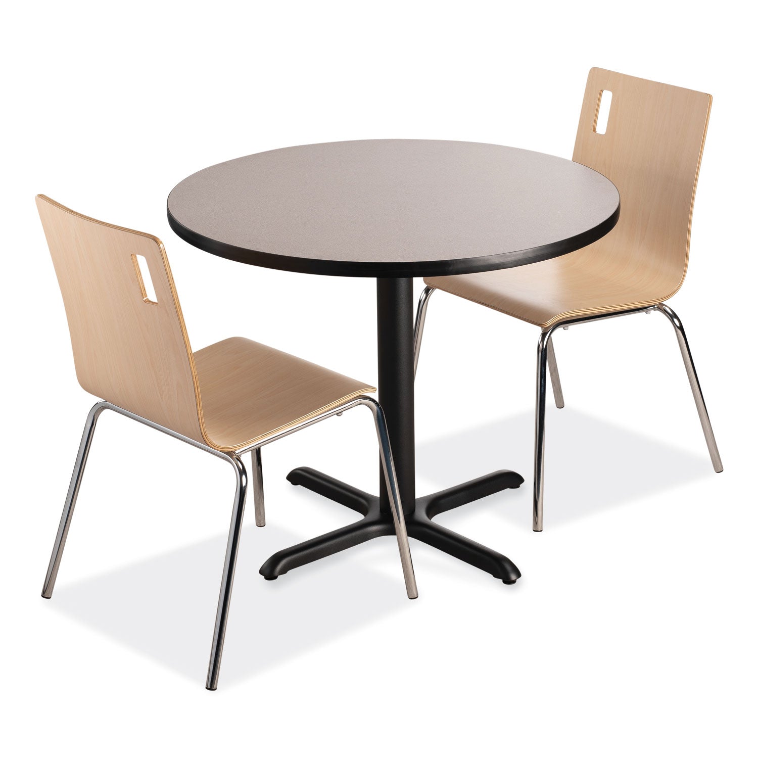 Cafe Table, 36" Diameter x 30h, Round Top/X-Base, Gray Nebula, Black Base