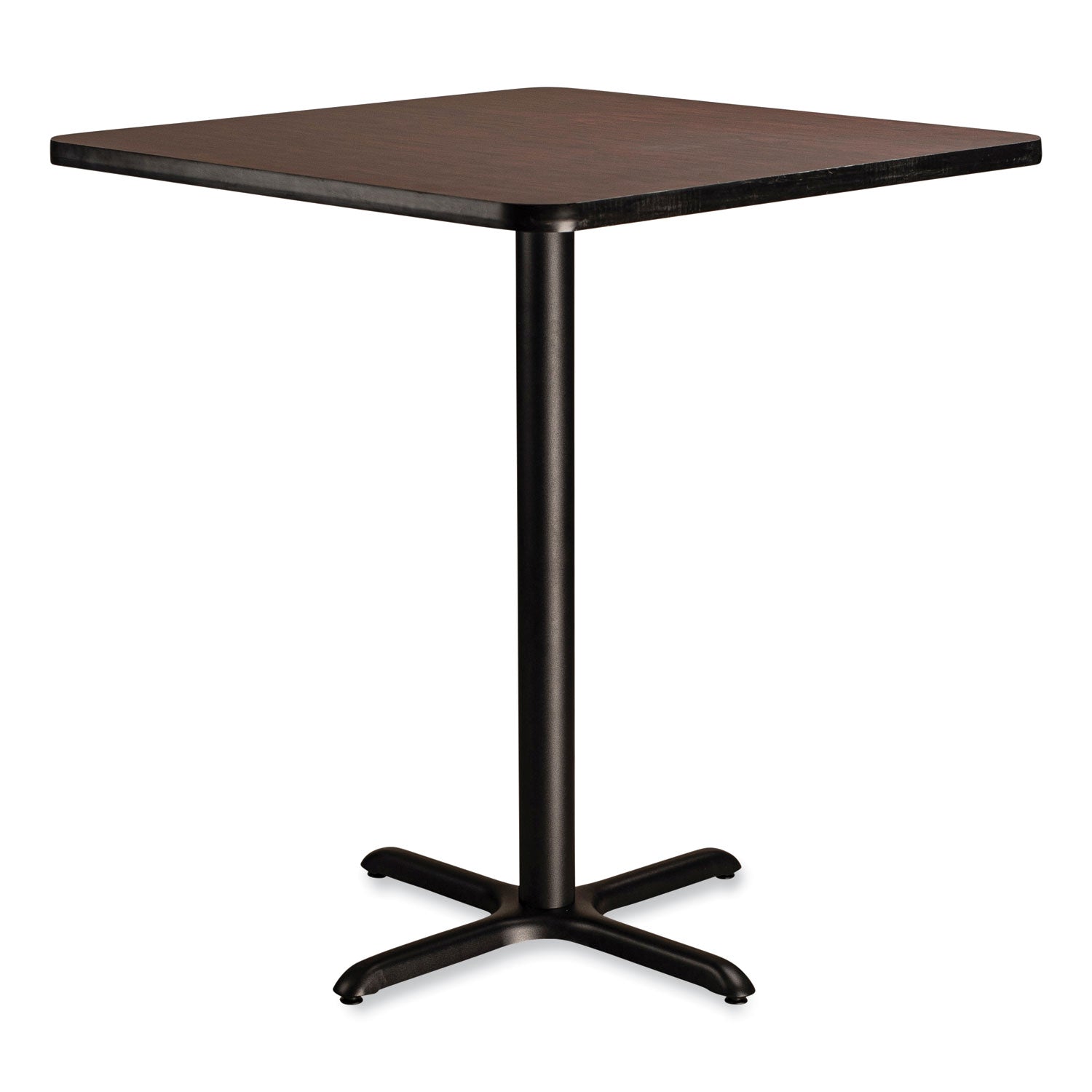 Cafe Table, 36w x 36d x 42h, Square Top/X-Base, Mahogany Top, Black Base