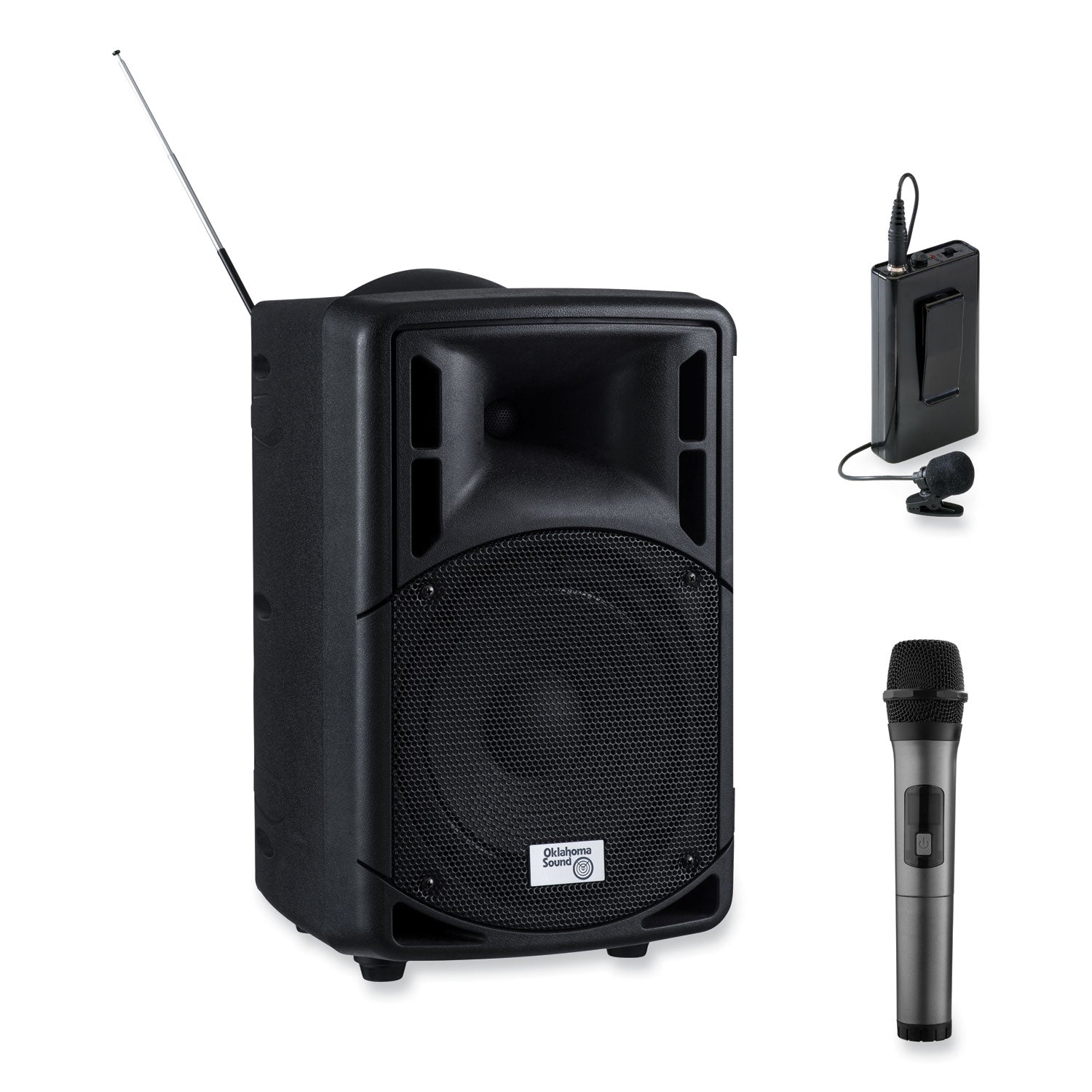 Oklahoma Sound® 40 Watt Wireless PA System with Tie-Clip/Lavalier Mic, Color Options:  Black