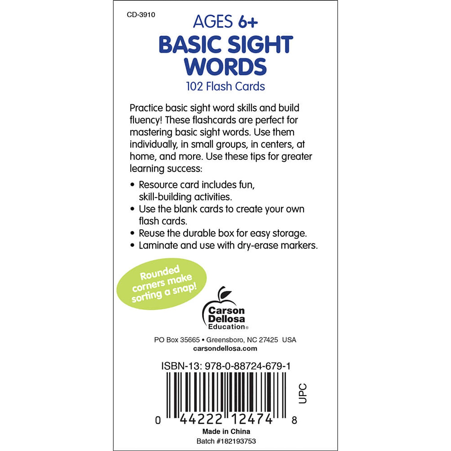 Basic Sight Words Flash Cards