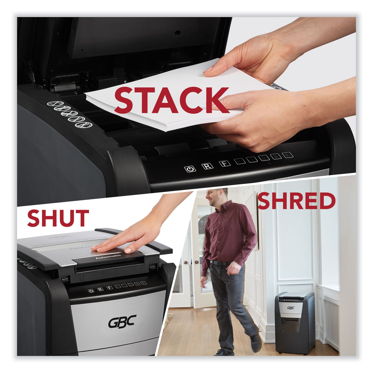 Continuous Shredder - Super Cross Cut - 8 Per Pass - for shredding Credit Card, Paper Clip, Staples, Paper - P-4 - 30 Minute Run Time - 11.60 gal Wastebin Capacity - Black