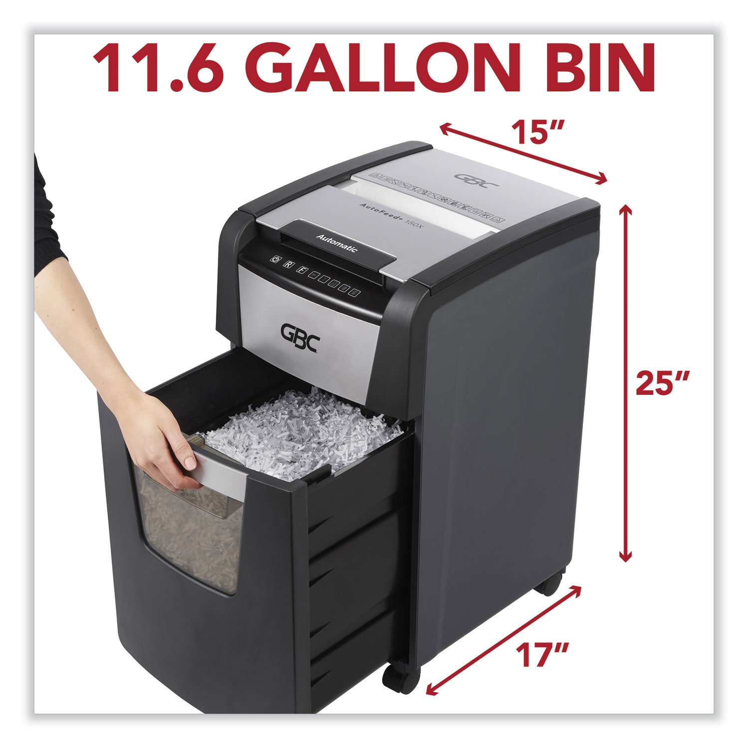 Continuous Shredder - Super Cross Cut - 8 Per Pass - for shredding Credit Card, Paper Clip, Staples, Paper - P-4 - 30 Minute Run Time - 11.60 gal Wastebin Capacity - Black