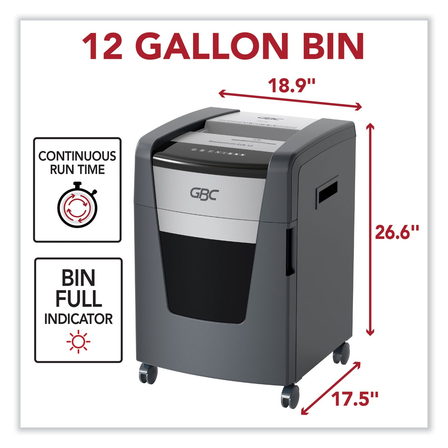 GBC Momentum Paper Shredder, X18-12, Micro-Cut, P-4, Anti-Jam, 18 Sheets