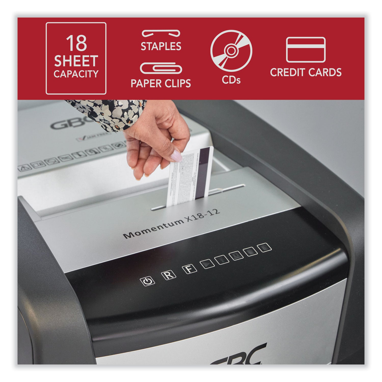 GBC Momentum Paper Shredder, X18-12, Micro-Cut, P-4, Anti-Jam, 18 Sheets