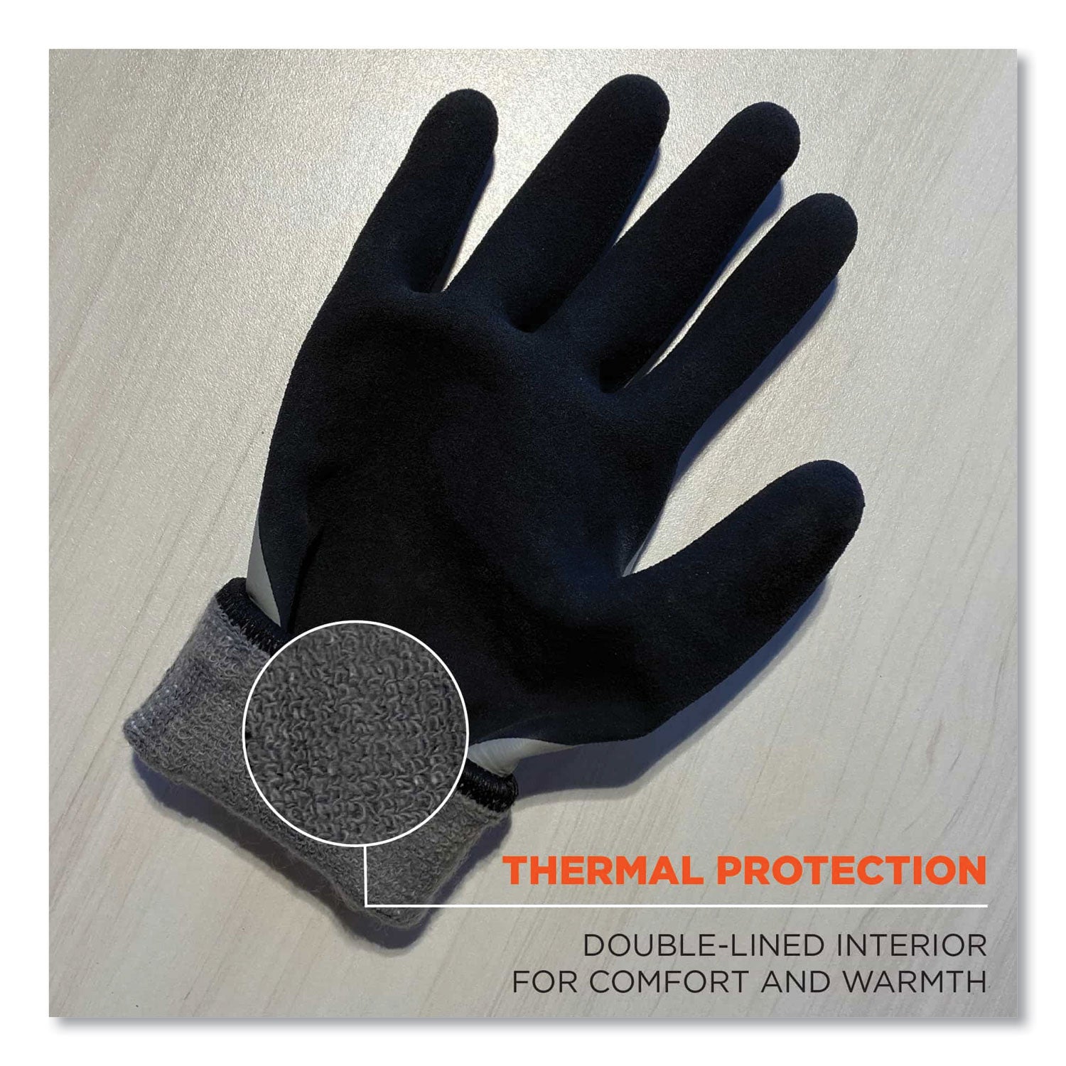 Ergodyne ProFlex 7501 Coated Waterproof Winter Work Gloves, Small, Gray, Nitrile & Latex Coating, Thermal Protection, 1.75" Thick, 10" Length, 2 Pairs, 12 Carton