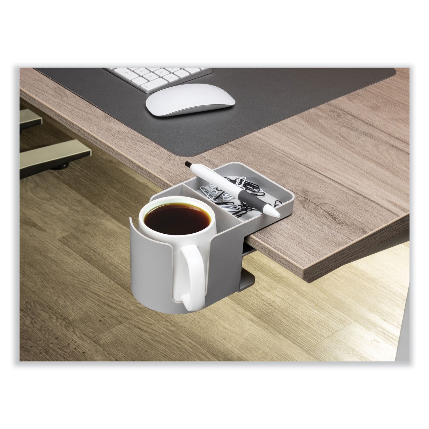 3.54" Height x 3.94" Width x 7.04" Depth - Cup Holder, Durable, Spill Resistant, Portable, Spring Loaded - Gray - Acrylonitrile Butadiene Styrene (ABS) - 1 Each