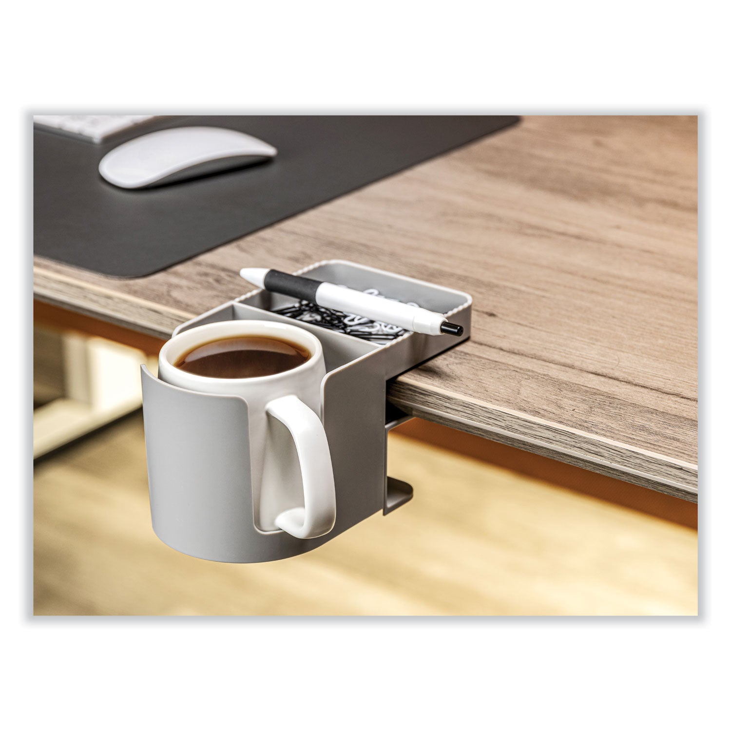 3.54" Height x 3.94" Width x 7.04" Depth - Cup Holder, Durable, Spill Resistant, Portable, Spring Loaded - Gray - Acrylonitrile Butadiene Styrene (ABS) - 1 Each