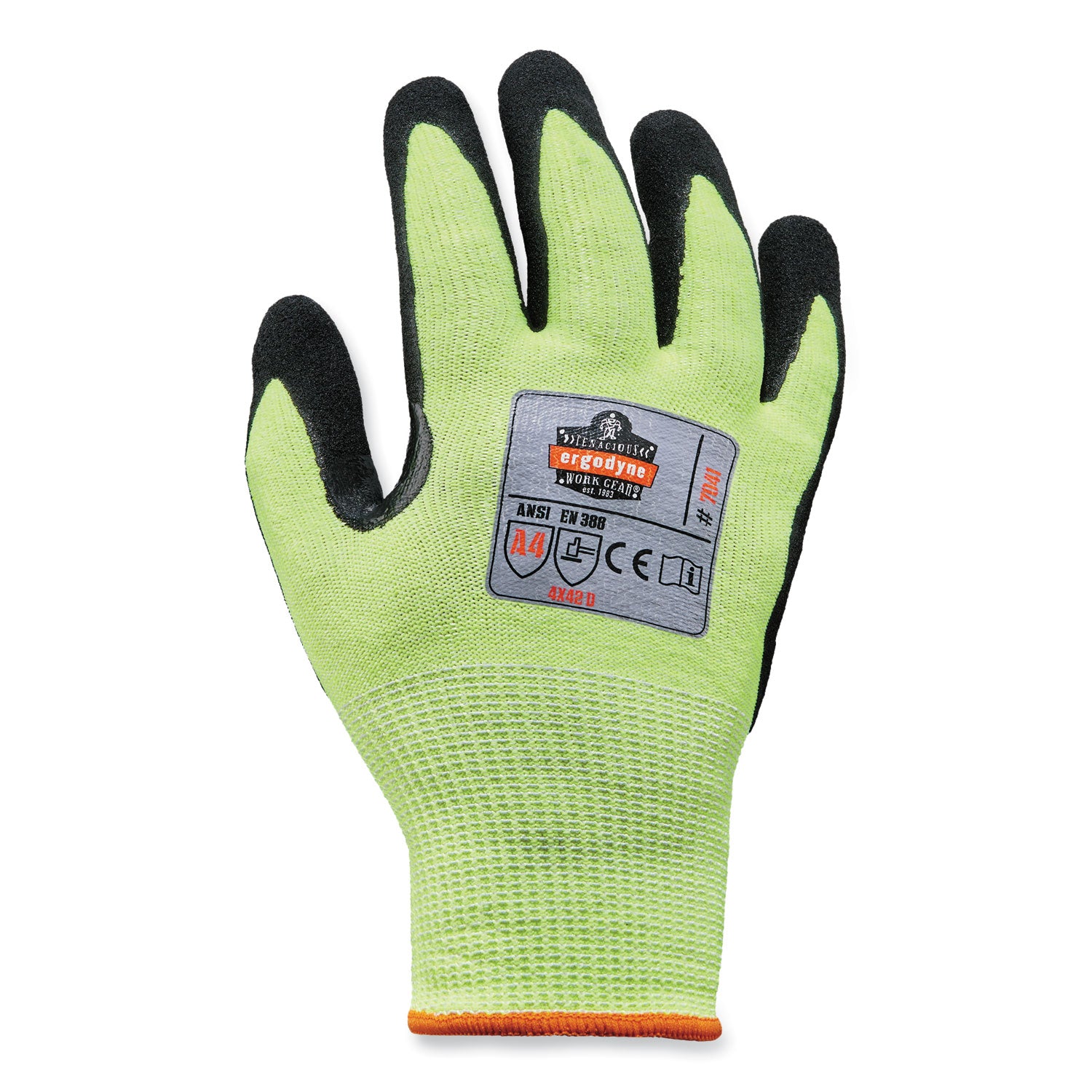 Ergodyne ProFlex 7041 Hi-Vis Nitrile-Coated Level 4 Cut Gloves, XXL, Lime, 1.75" Thick, 10" Length, 2/Pair, 144 Pairs/Carton