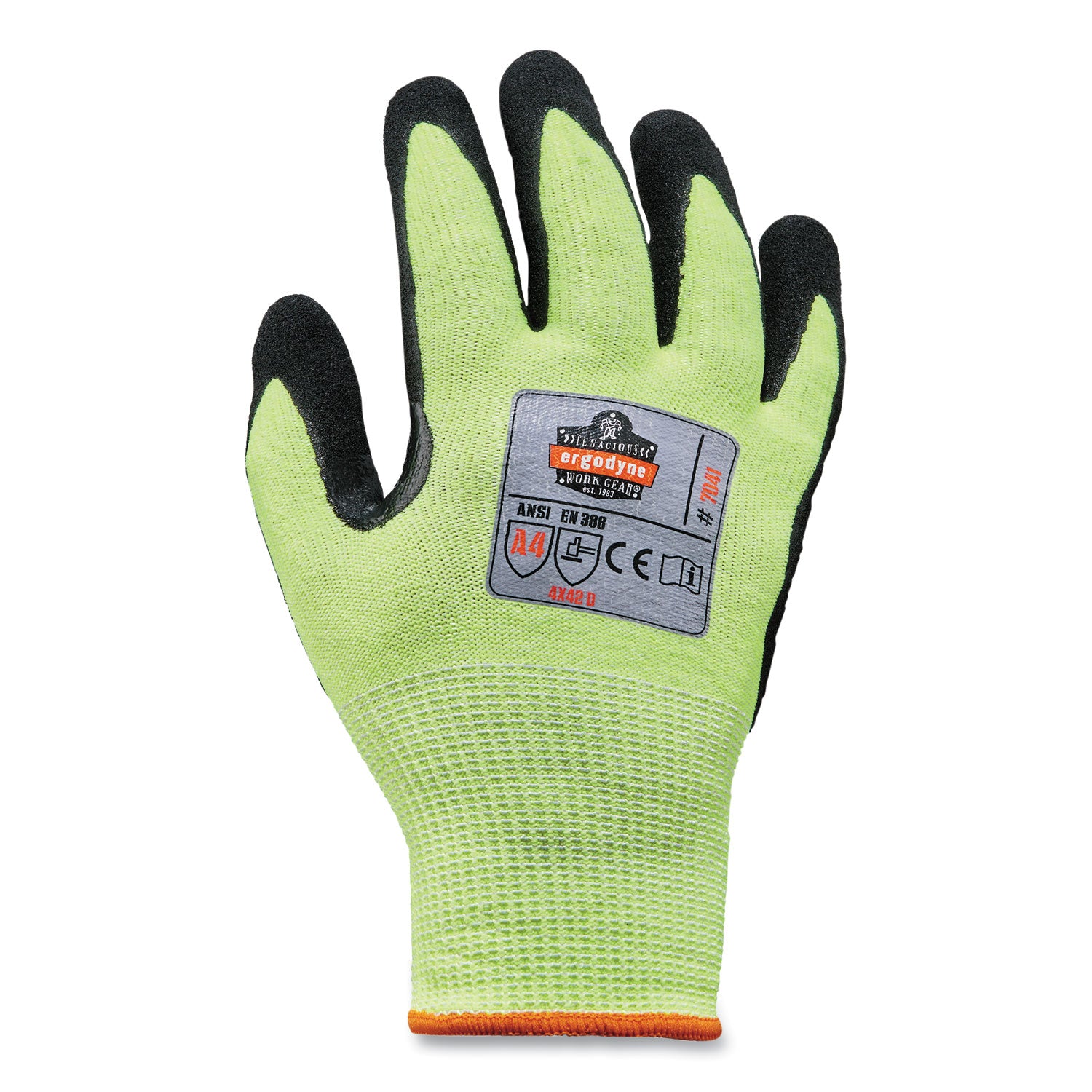 Ergodyne ProFlex 7041 Hi-Vis Nitrile-Coated Level 4 Cut Gloves, Medium, Lime, 1.75" Thick, 10.50" Length, 2/Pair, 12 Pairs/Carton