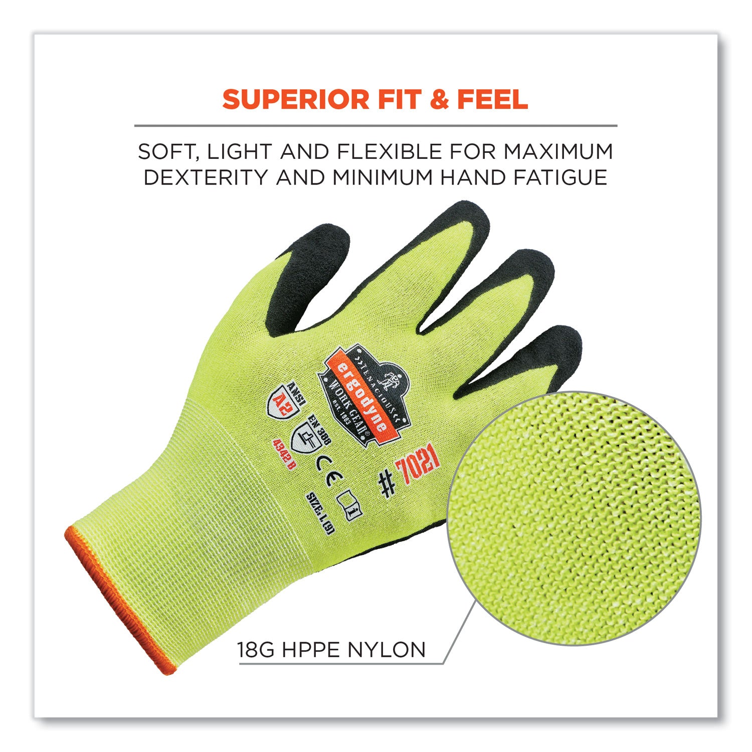 ProFlex 7021 Hi-Vis Nitrile-Coated CR Gloves, Lime, Small, Pair