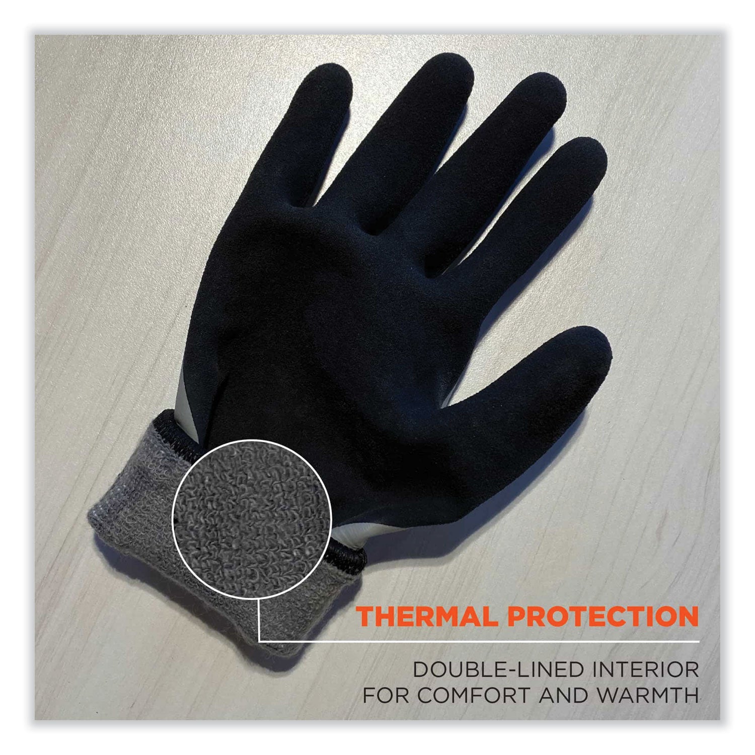 Ergodyne ProFlex 7501 Coated Waterproof Winter Work Gloves, Extra Large, Gray, Nitrile & Latex Coating, Thermal Protection, Cut & Abrasion Resistant, Superior Grip, Machine Washable, 2 Pairs, 144 Pairs/Carton